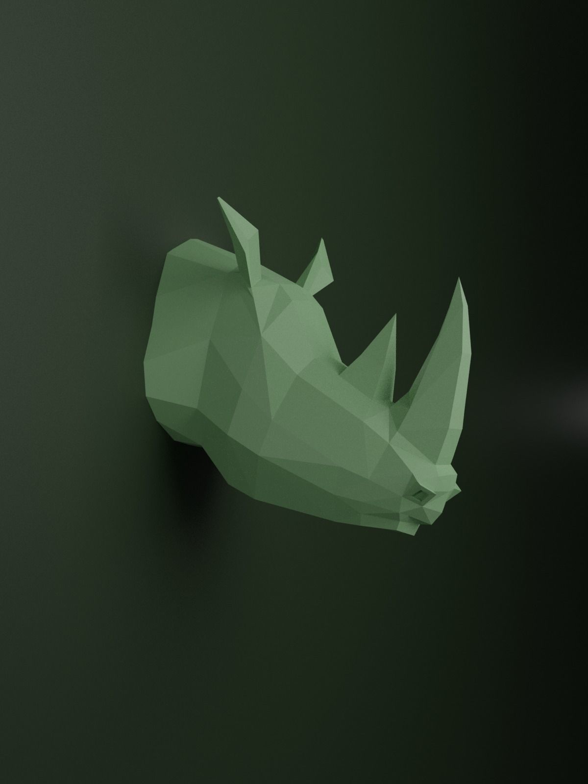 Low Poly Rhinoceros Head Mounted Sculpture 3D print model_3