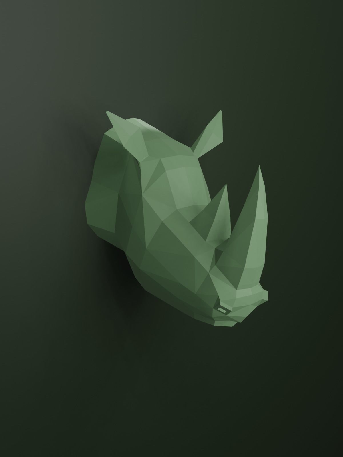 Low Poly Rhinoceros Head Mounted Sculpture 3D print model_9