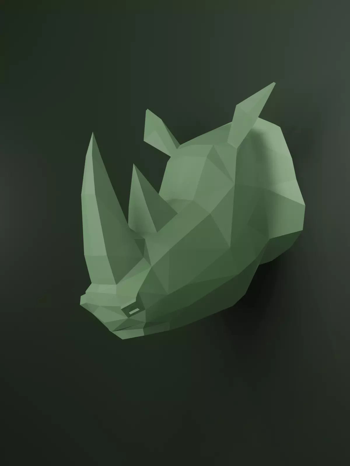 Low Poly Rhinoceros Head Mounted Sculpture 3D print model_0