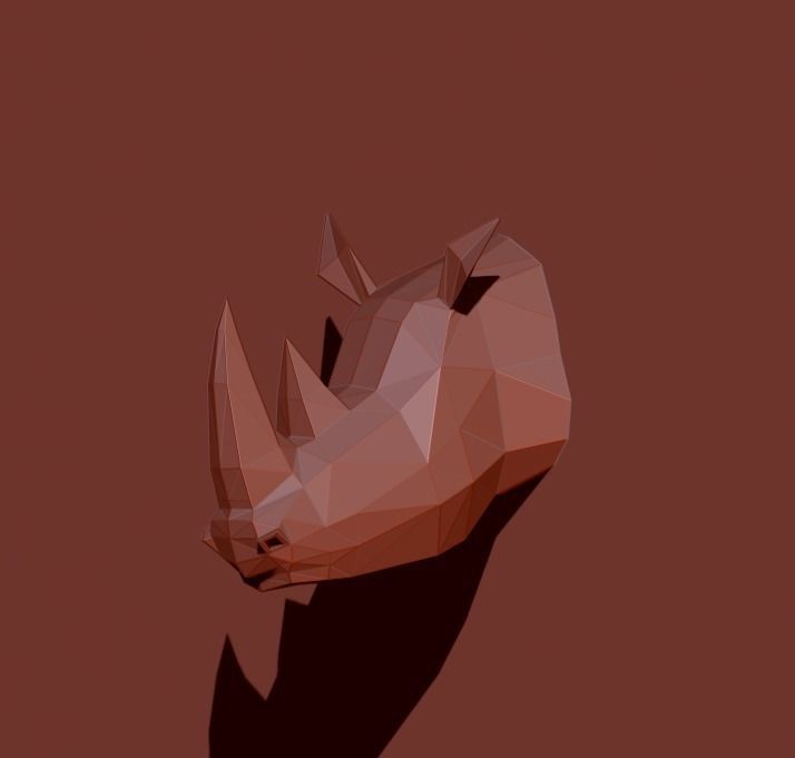 Low Poly Rhinoceros Head Mounted Sculpture 3D print model_14