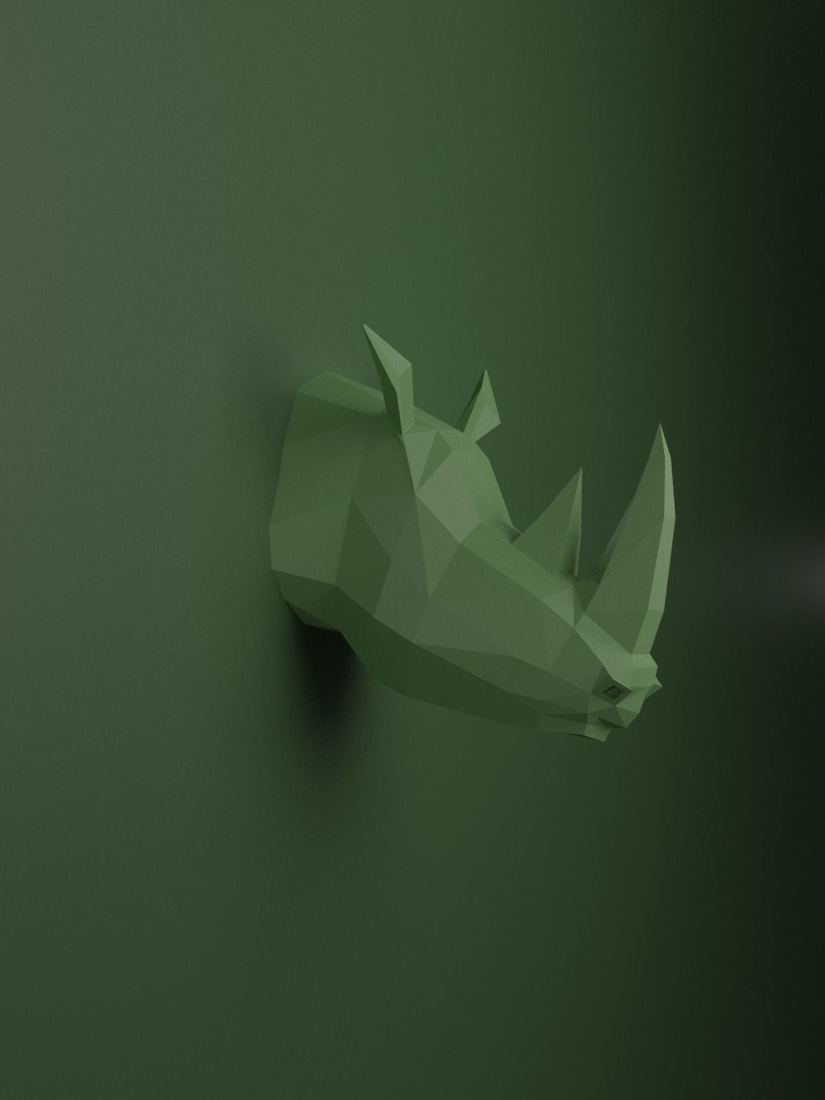 Low Poly Rhinoceros Head Mounted Sculpture 3D print model_1