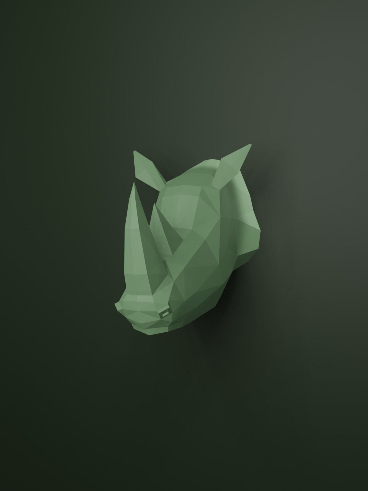 Low Poly Rhinoceros Head Mounted Sculpture 3D print model_7