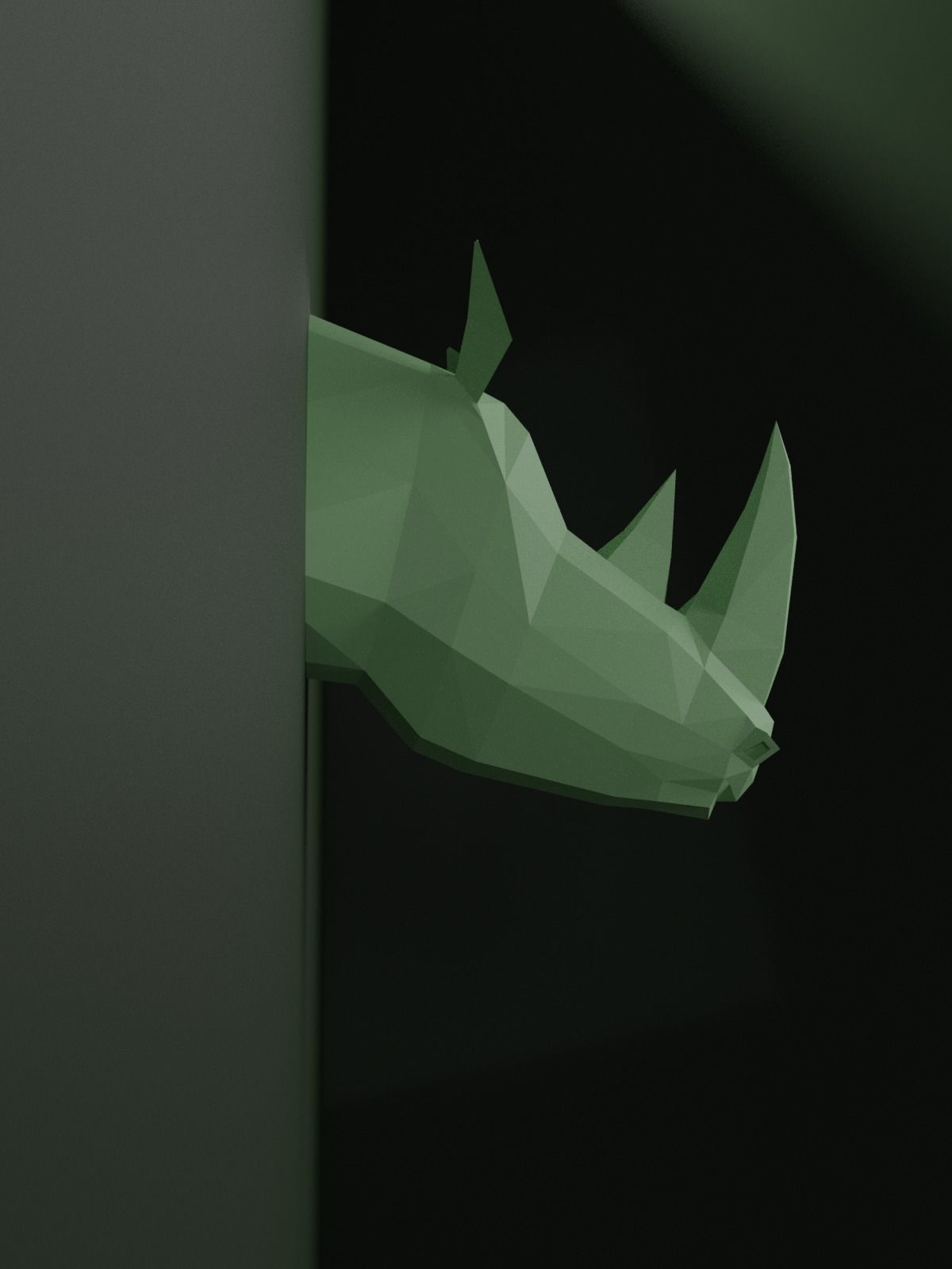 Low Poly Rhinoceros Head Mounted Sculpture 3D print model_4