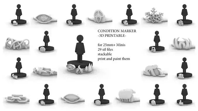megabundle 29 condition markers stacking plates 3D print model