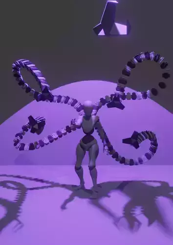 Robot woman in futuristic setting 3D model