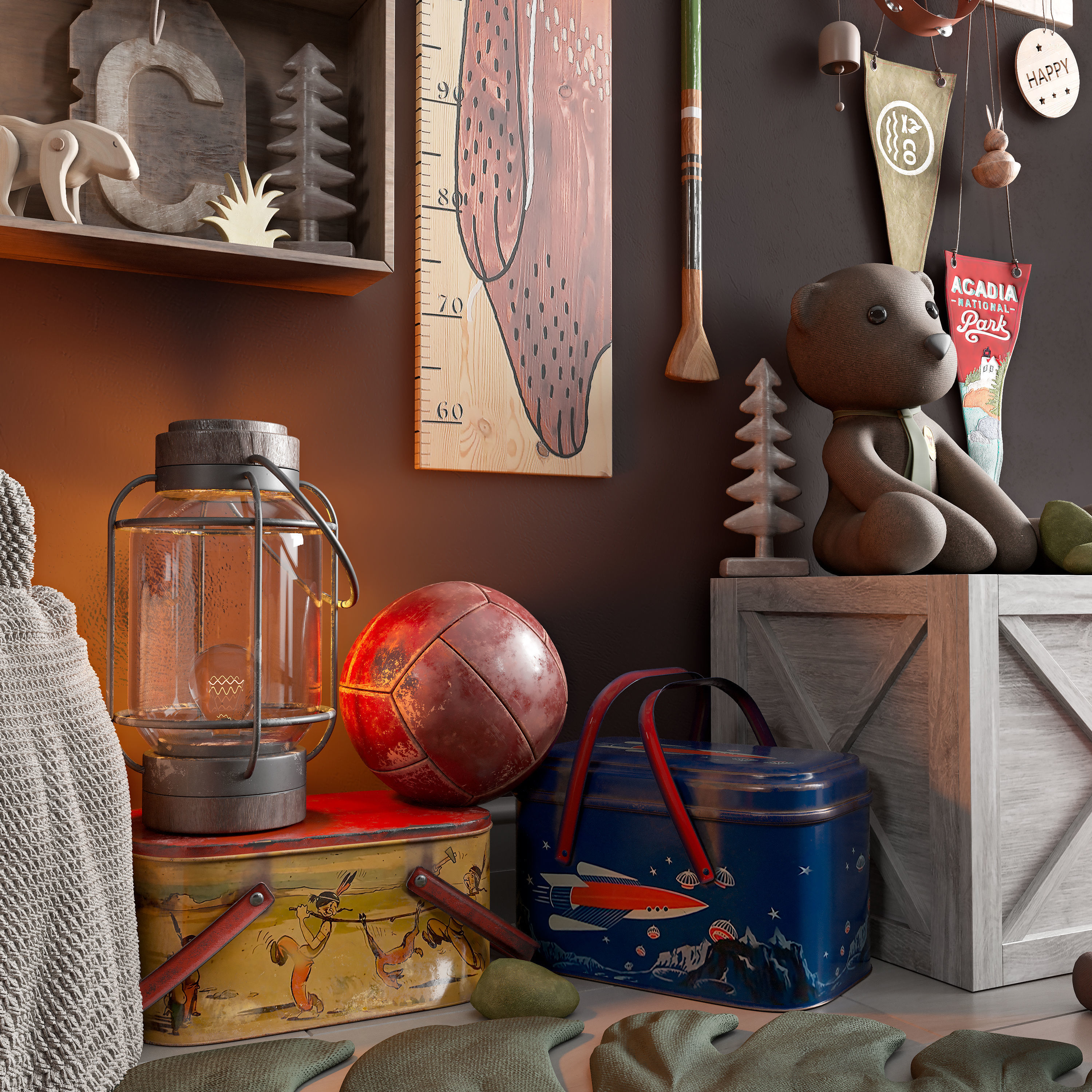  A large teen room set of decor in scout style 3D model_2