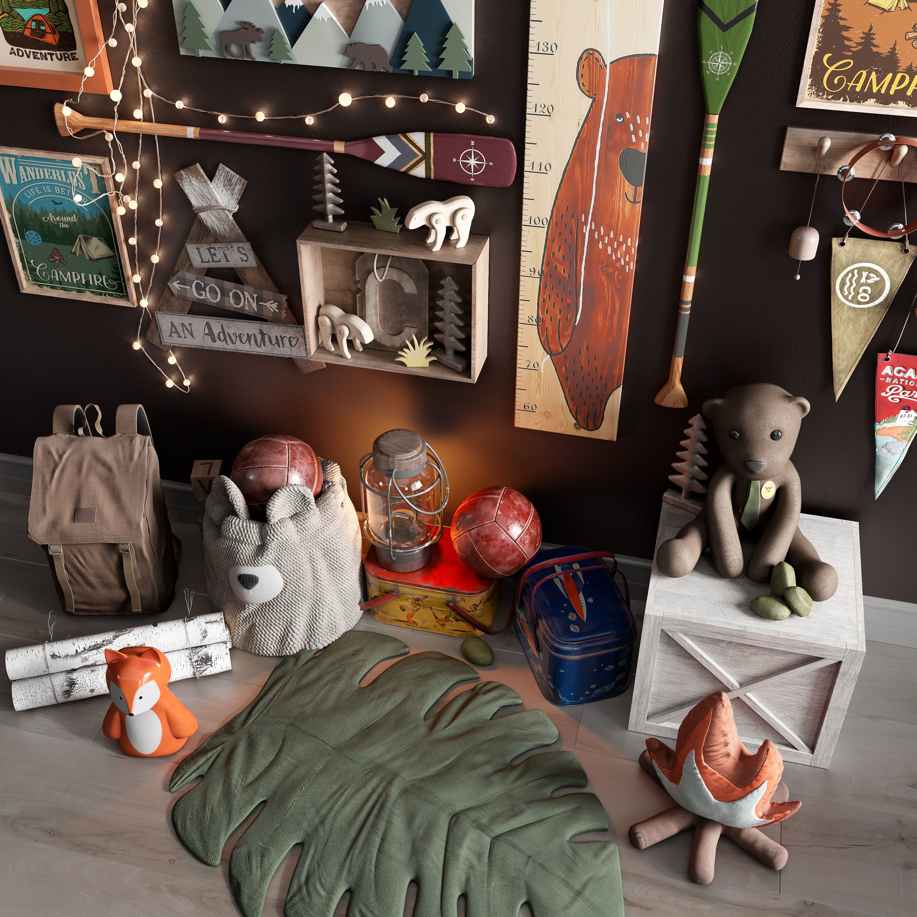  A large teen room set of decor in scout style 3D model_10