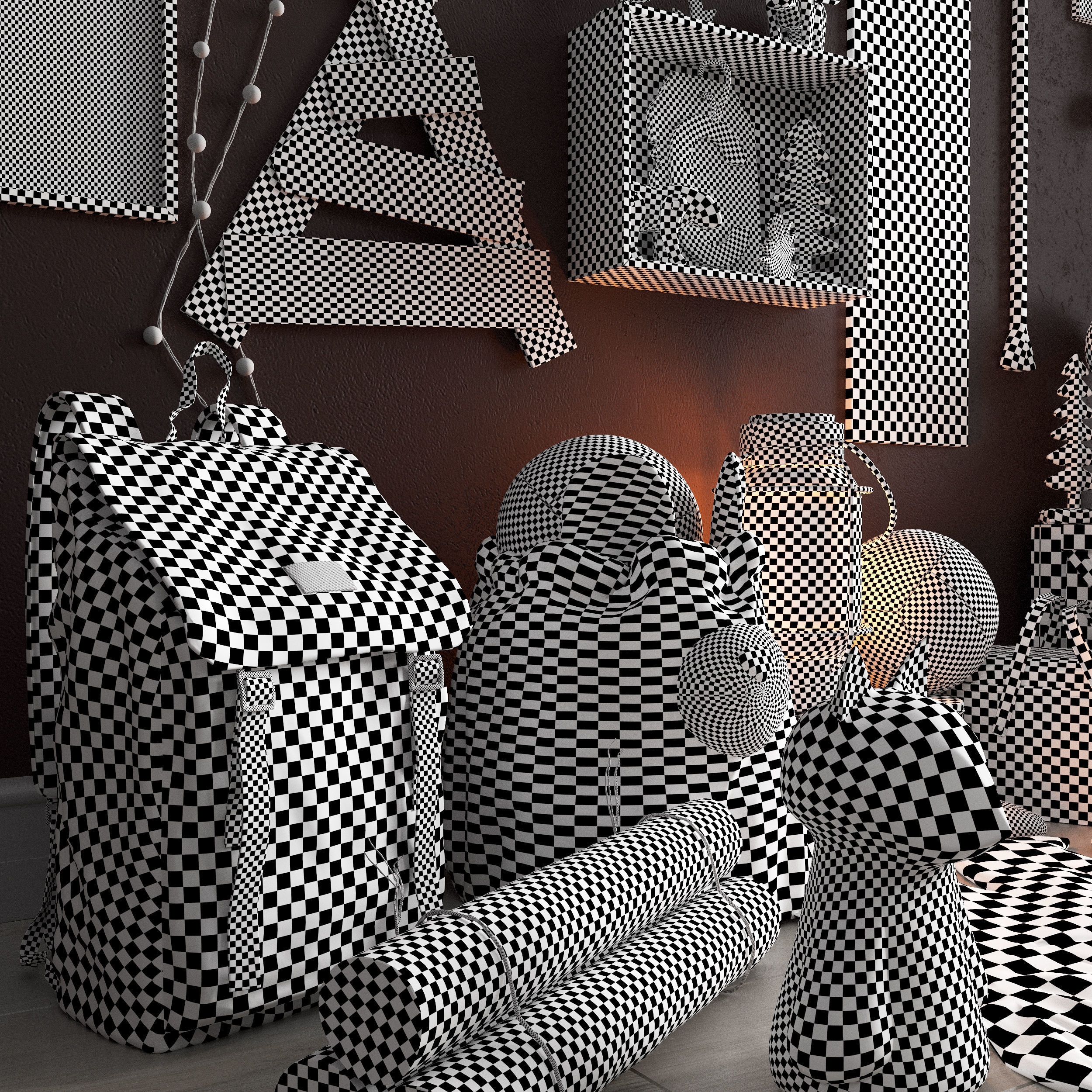  A large teen room set of decor in scout style 3D model_18