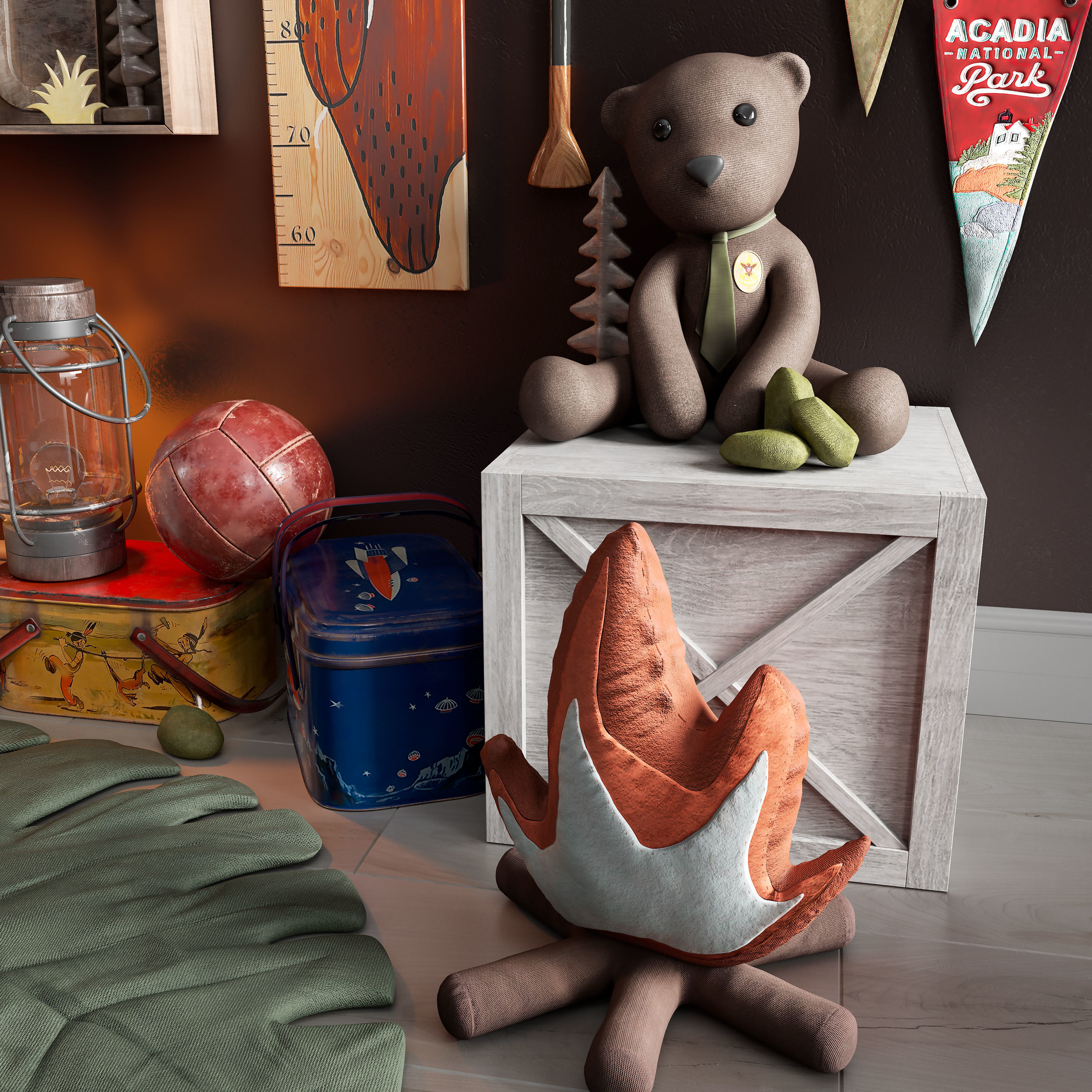  A large teen room set of decor in scout style 3D model_3