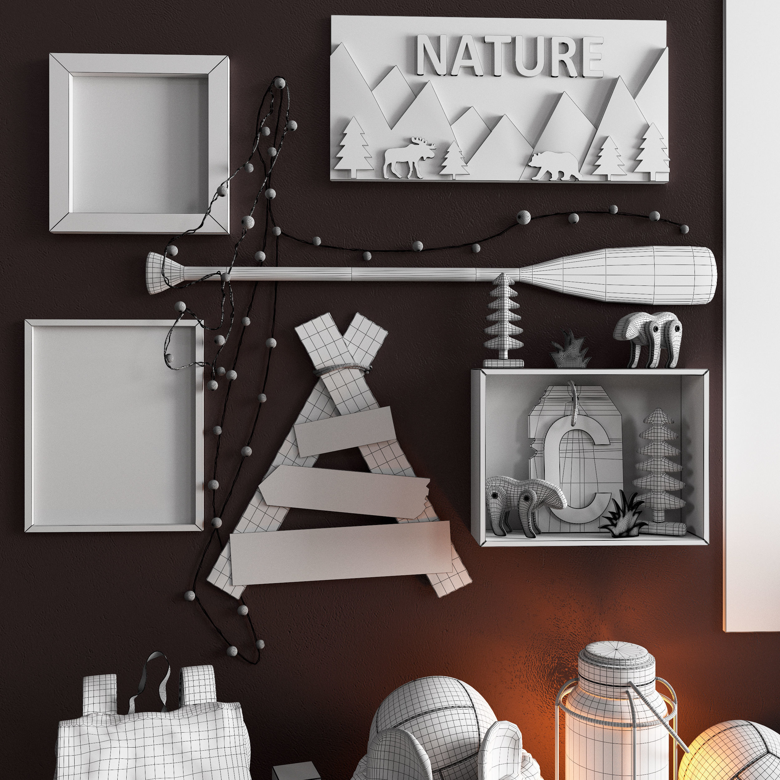  A large teen room set of decor in scout style 3D model_13