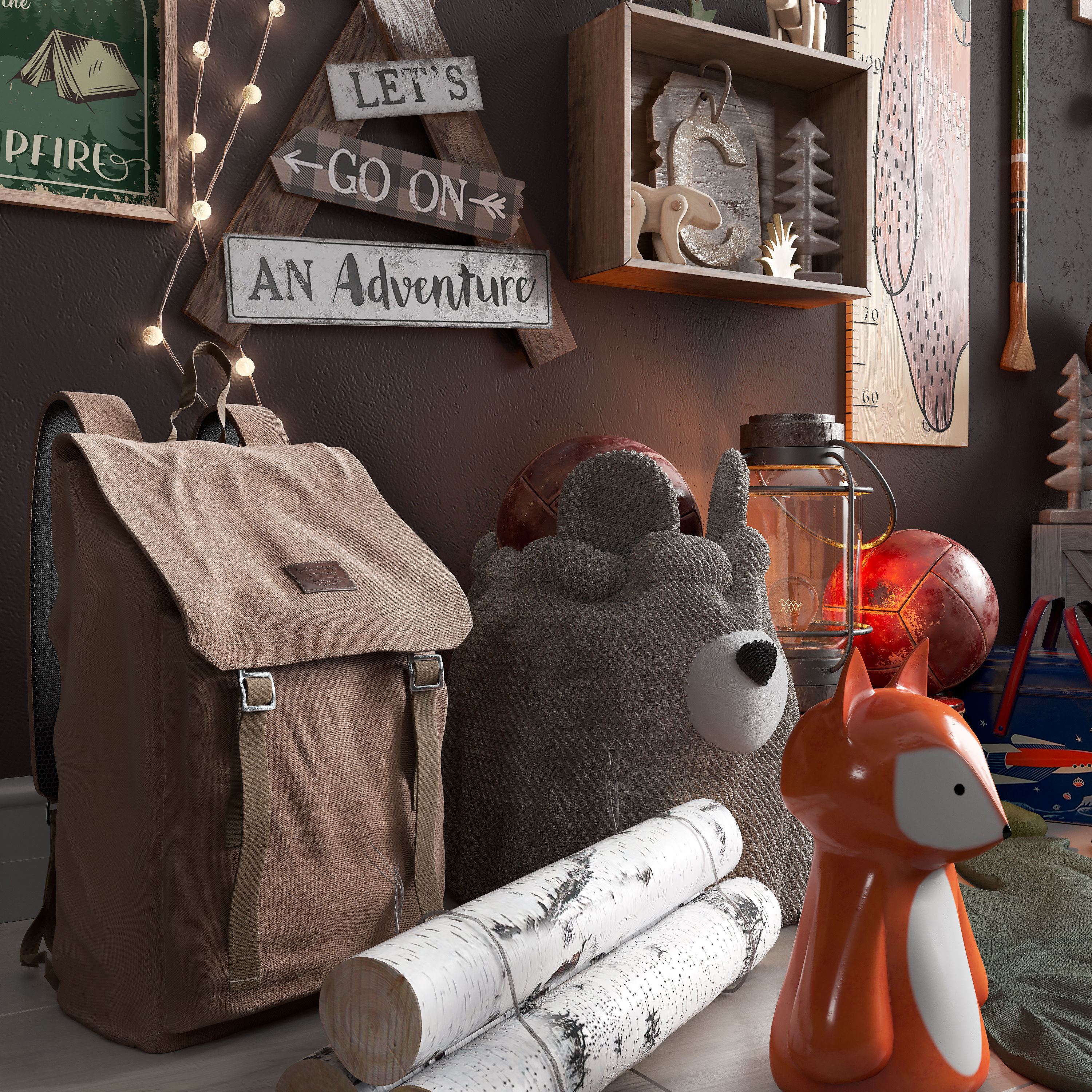  A large teen room set of decor in scout style 3D model_5