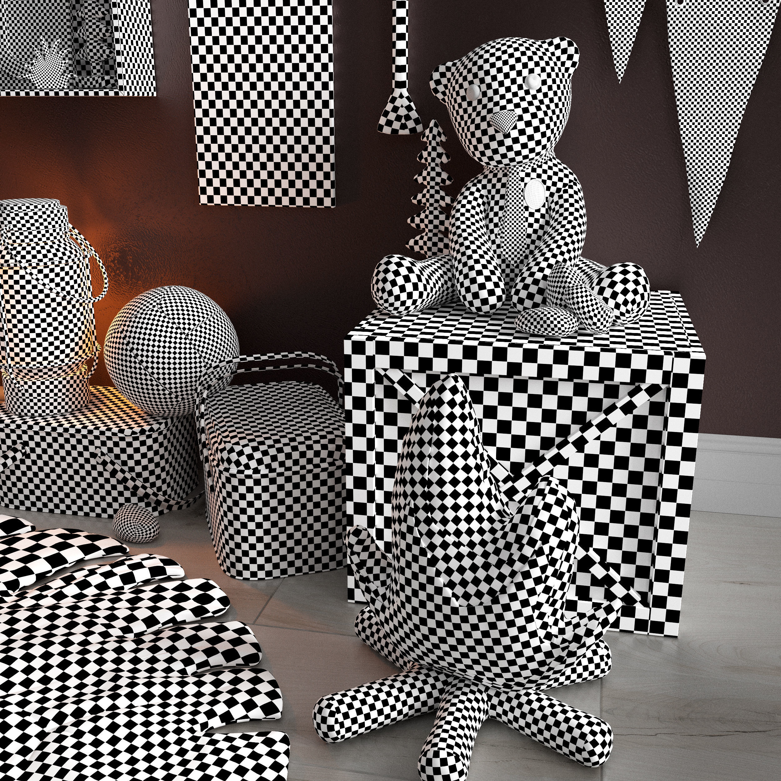  A large teen room set of decor in scout style 3D model_19