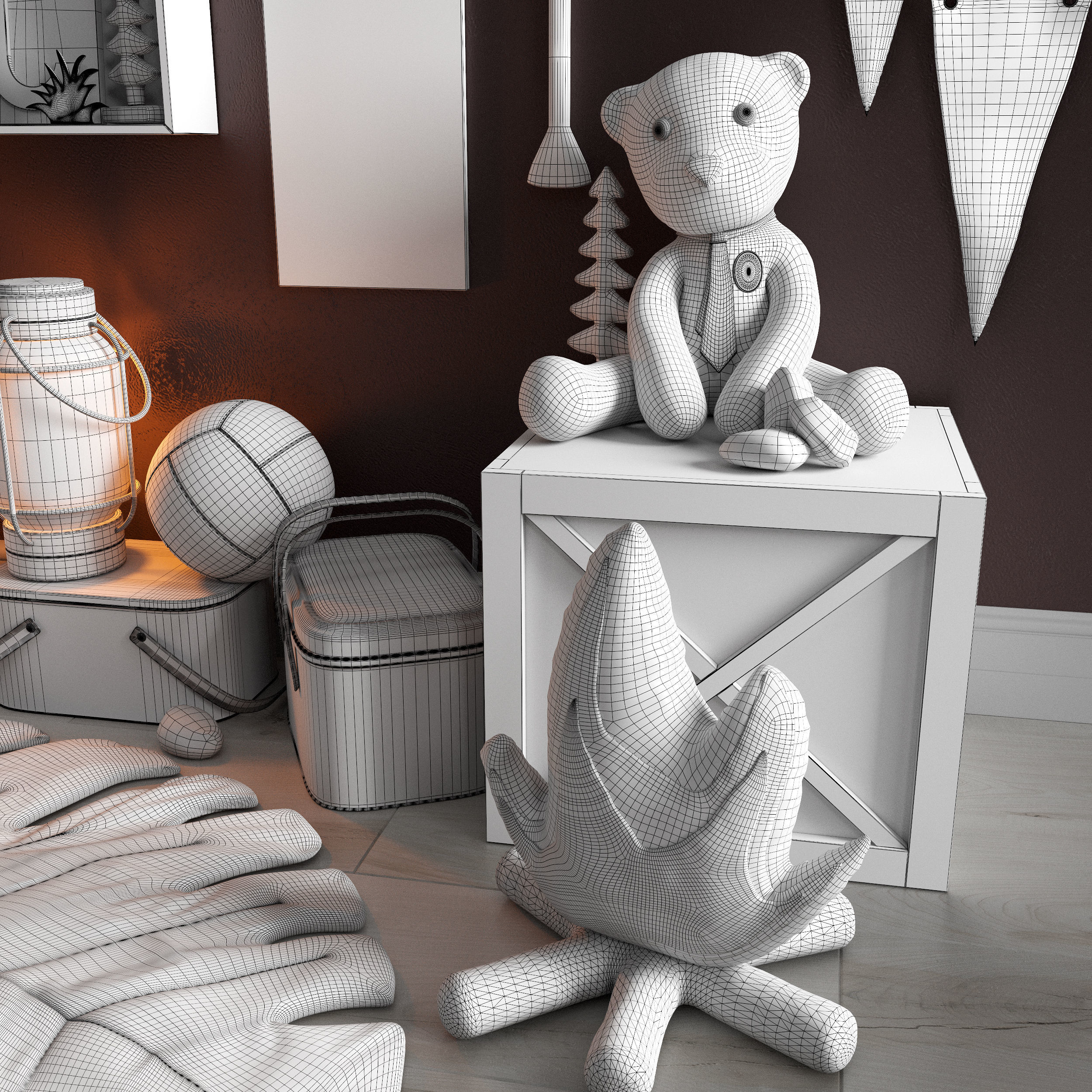  A large teen room set of decor in scout style 3D model_15