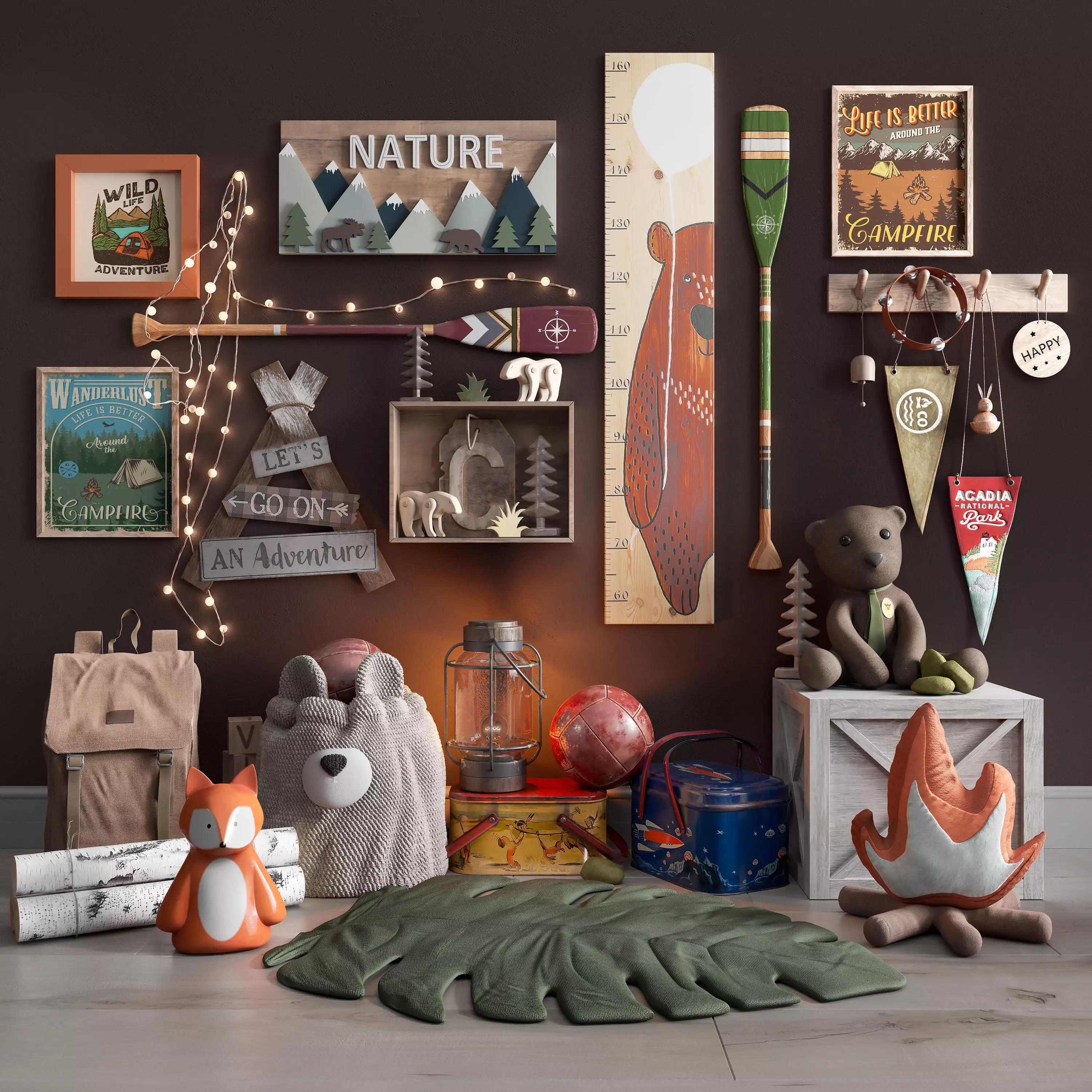  A large teen room set of decor in scout style 3D model_0