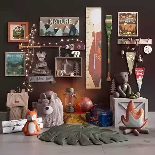  A large teen room set of decor in scout style 3D model
