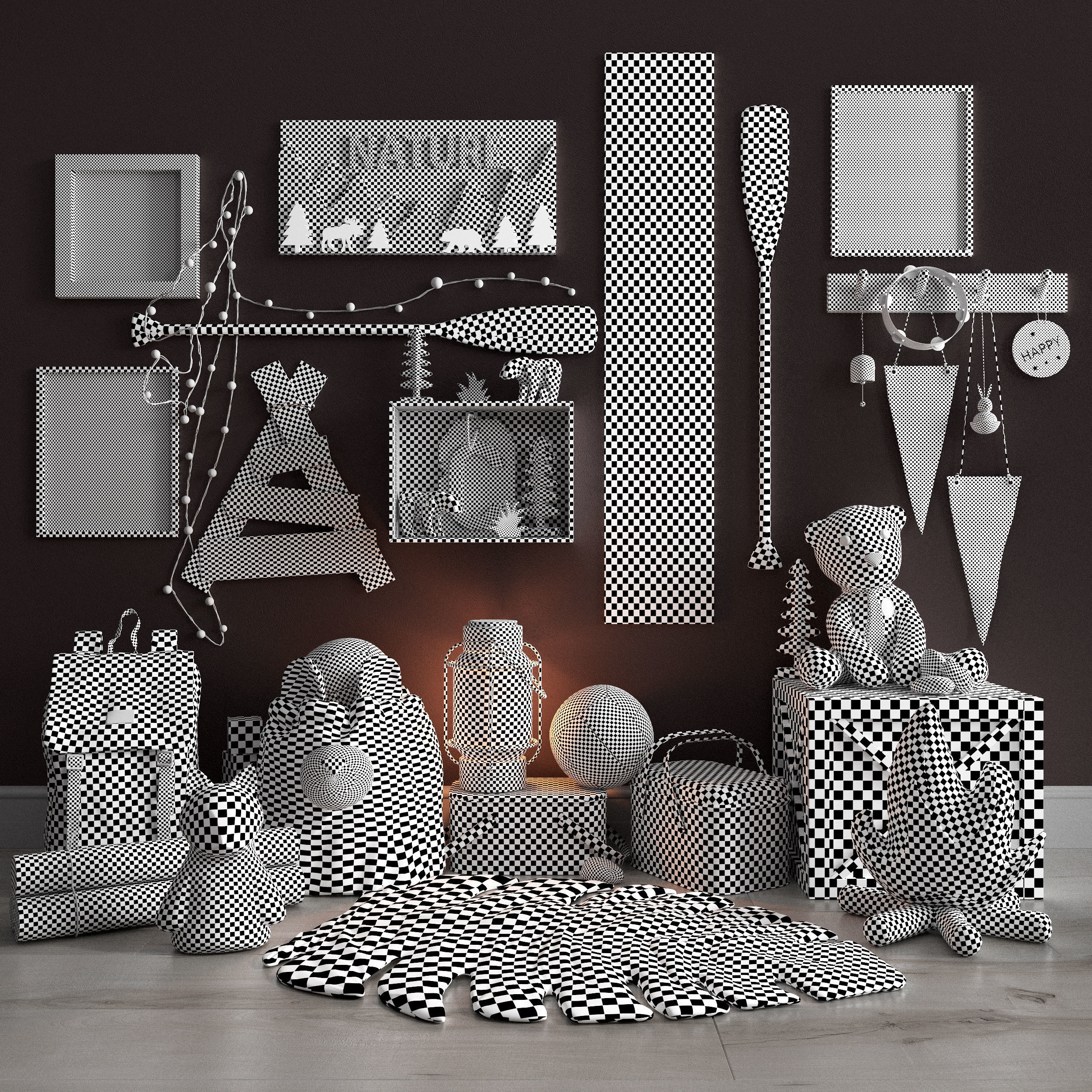  A large teen room set of decor in scout style 3D model_17