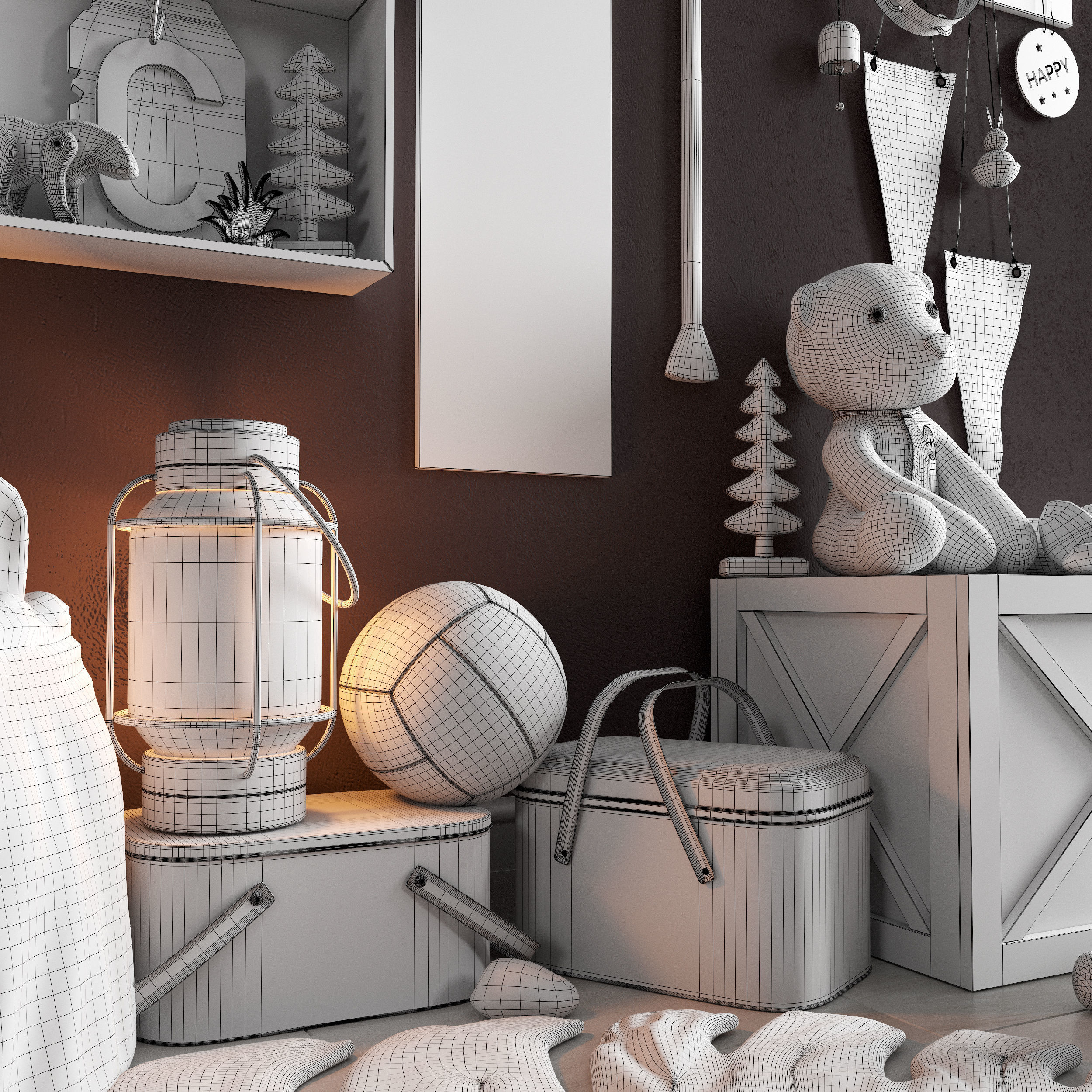  A large teen room set of decor in scout style 3D model_16
