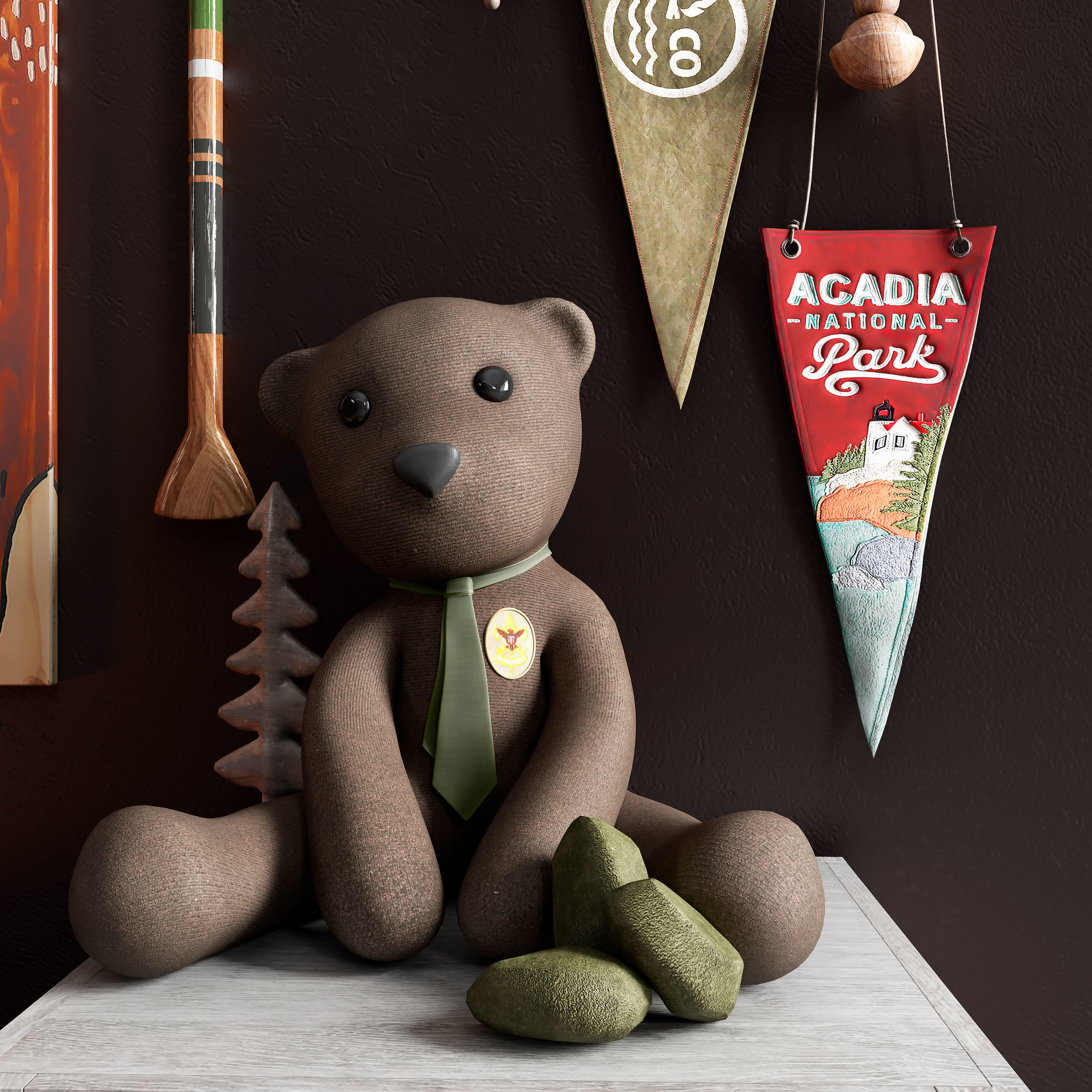  A large teen room set of decor in scout style 3D model_4