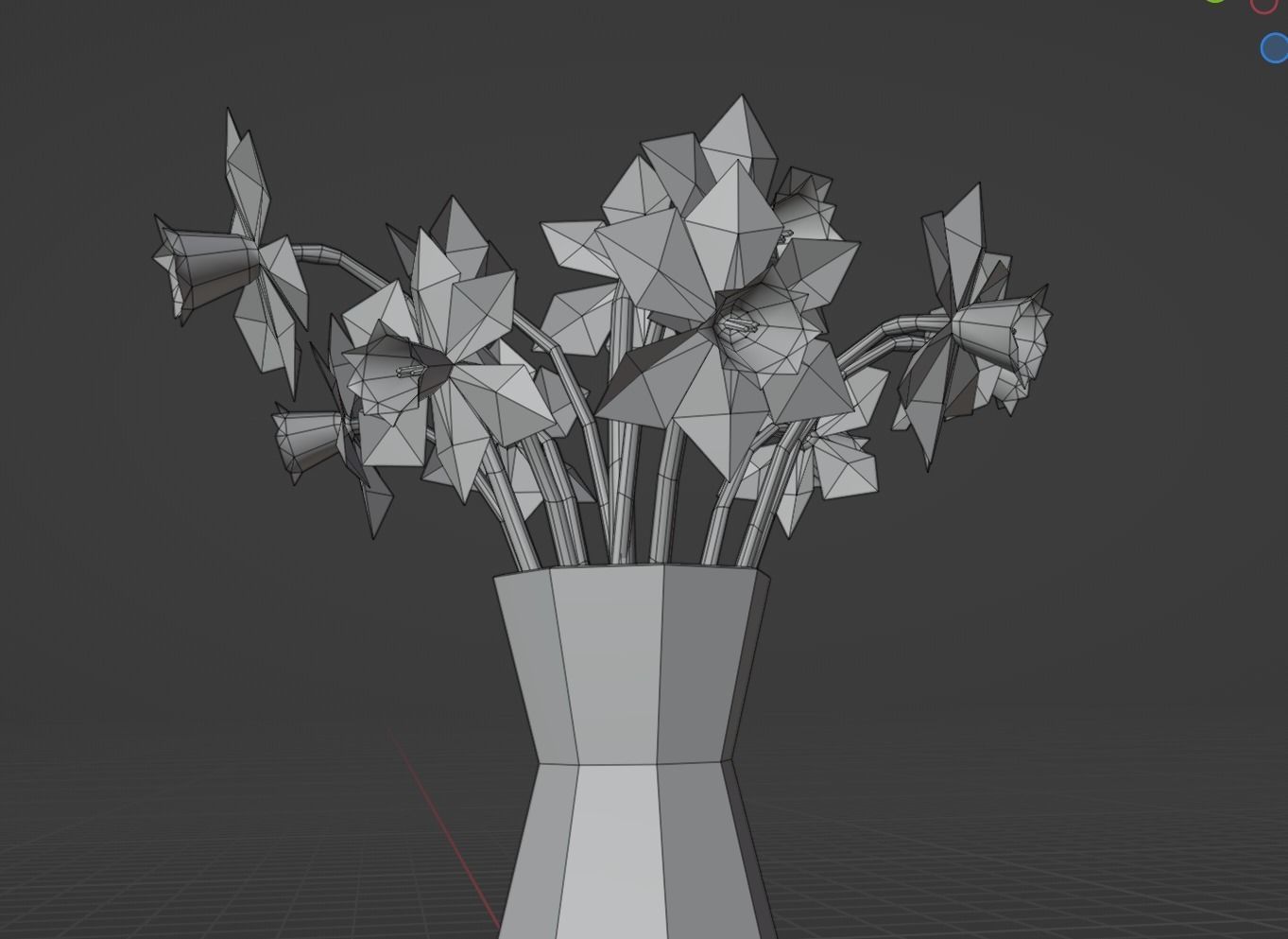 Daffodil flower Low-poly 3D model_6
