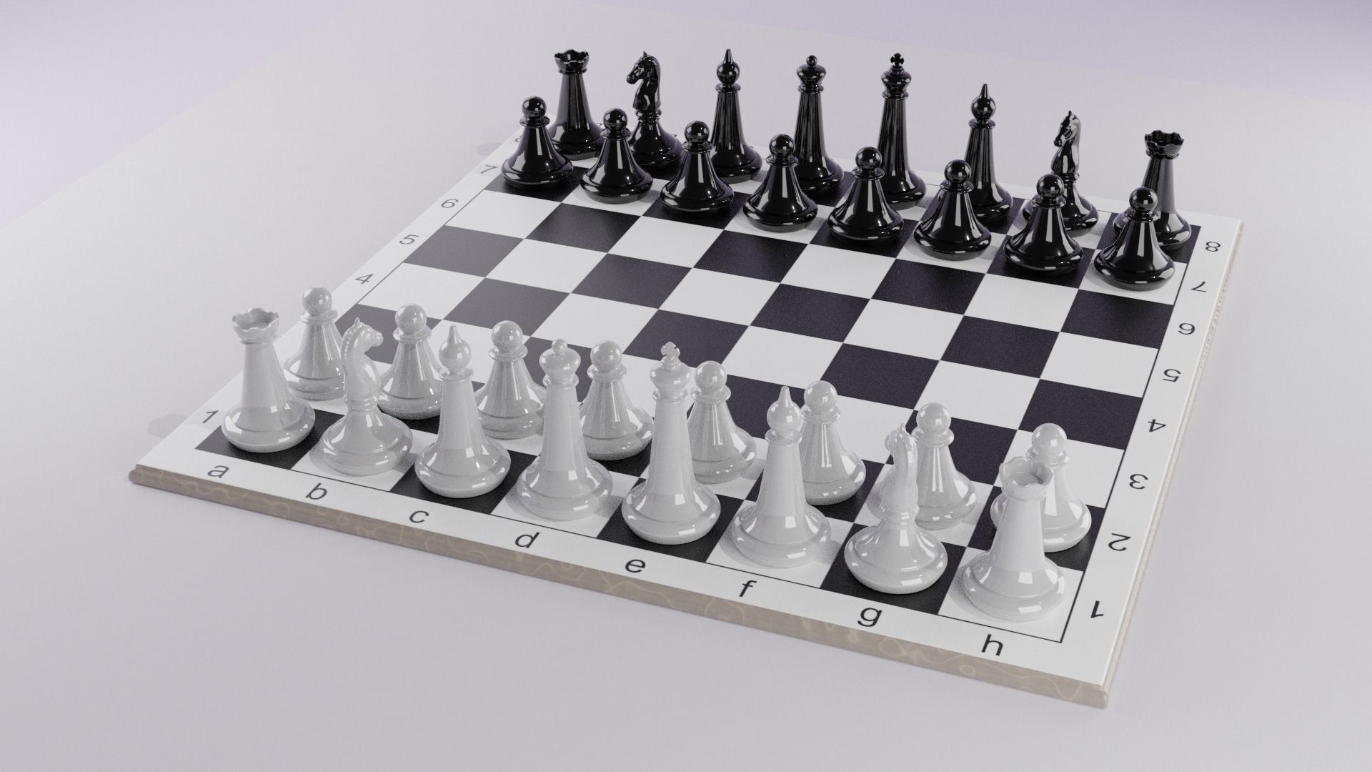 Chess board with pieces 3D model_3