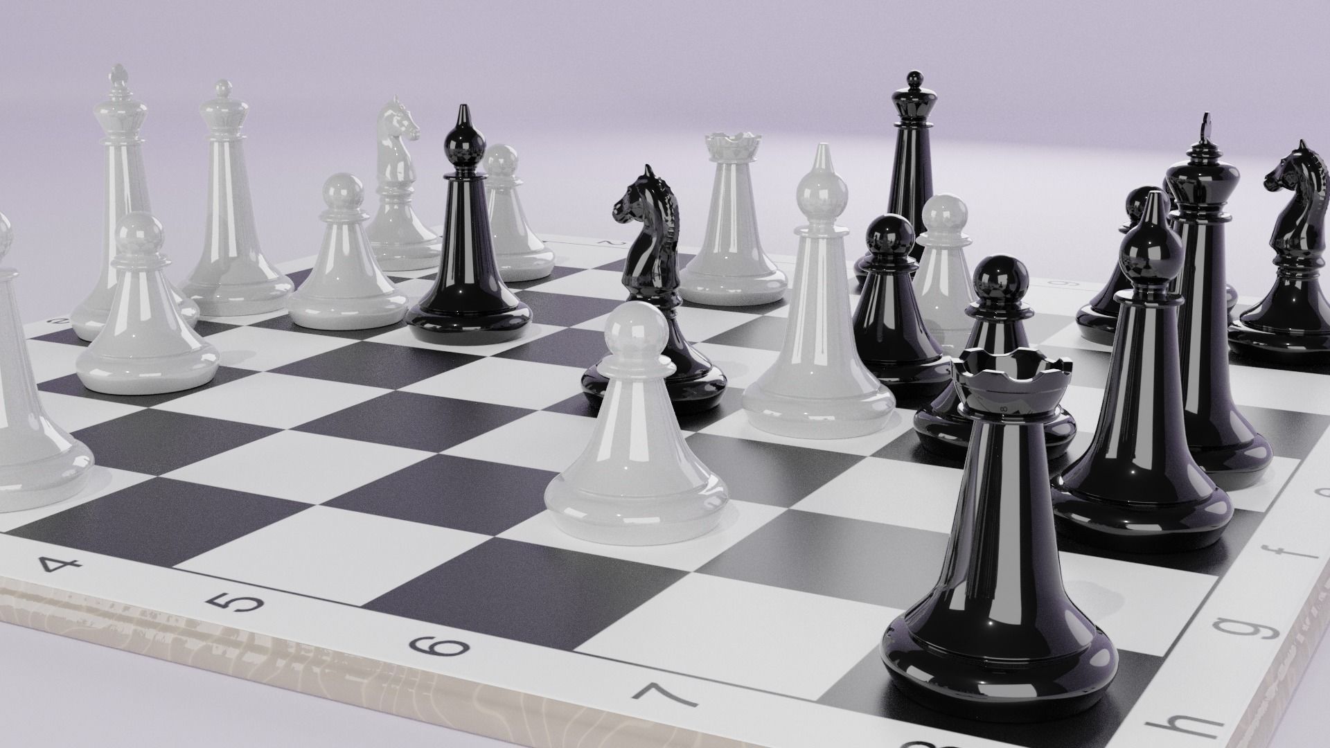 Chess board with pieces 3D model_5