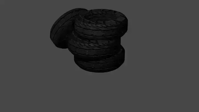 Stack of Tires Low-poly 3D model
