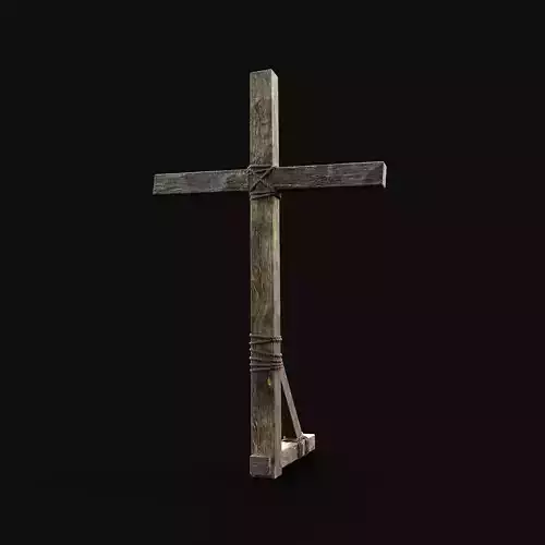 CROSS BIBLICAL JESUS CHRIST GOD SYMBOL WOODEN TORMENT CRUCIFIX Low-poly 3D model