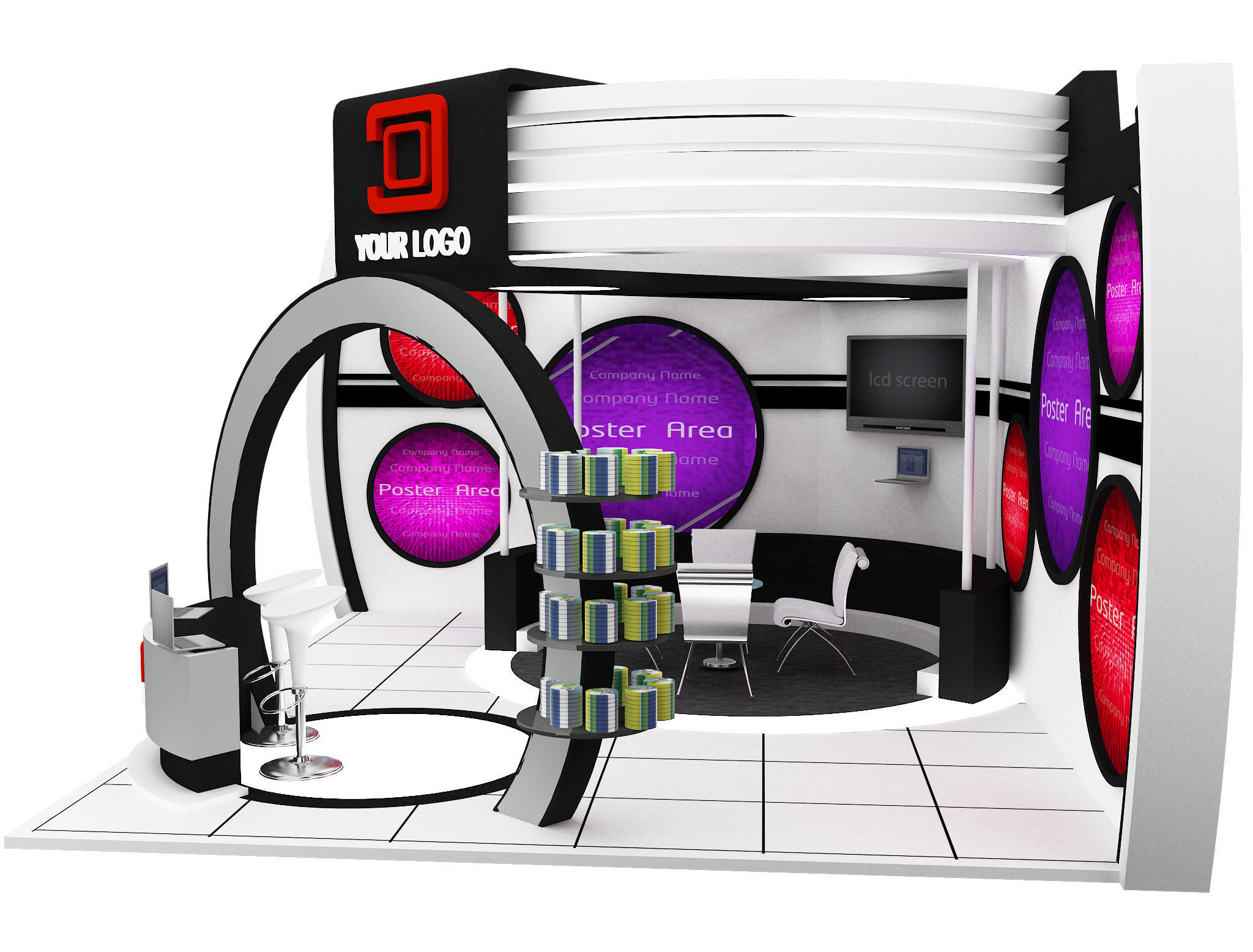  Booth Exhibition Stand a437a 3D model_16