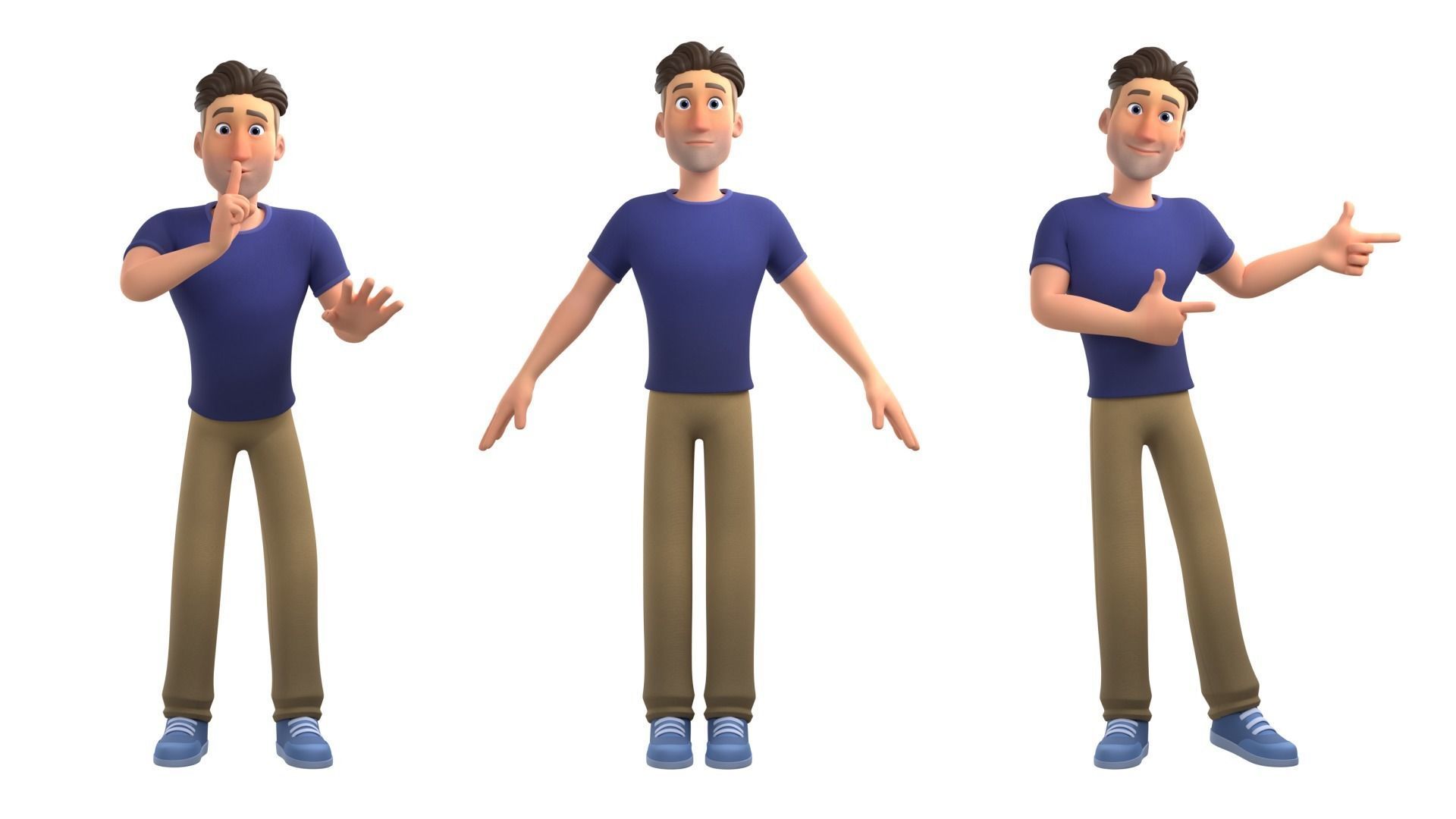 Man Cartoon Character Rigged in Blender Low-poly 3D model_4