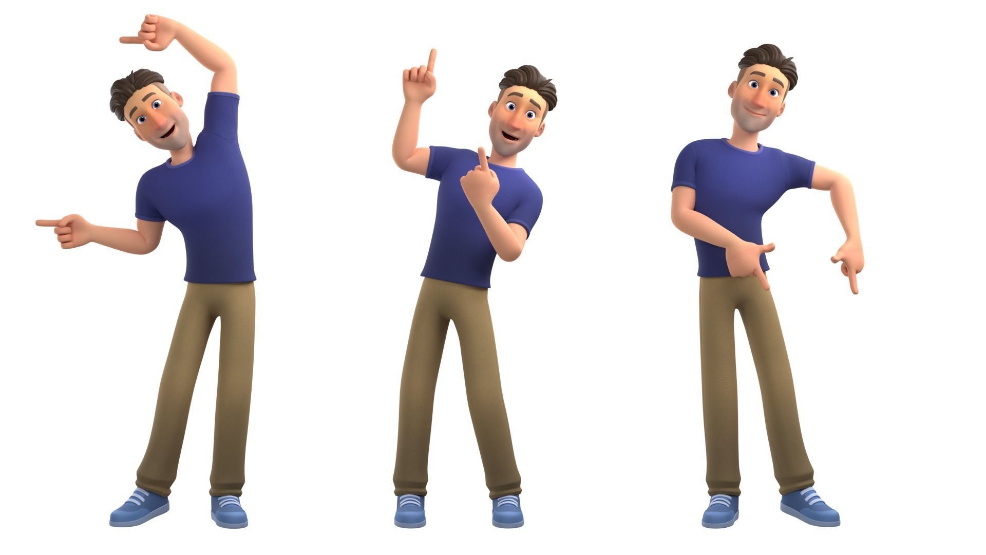Man Cartoon Character Rigged in Blender Low-poly 3D model_7
