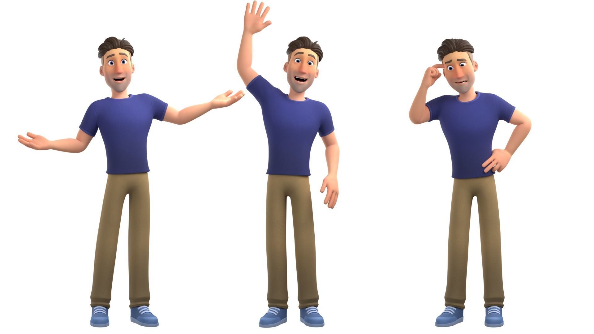 Man Cartoon Character Rigged in Blender Low-poly 3D model_12