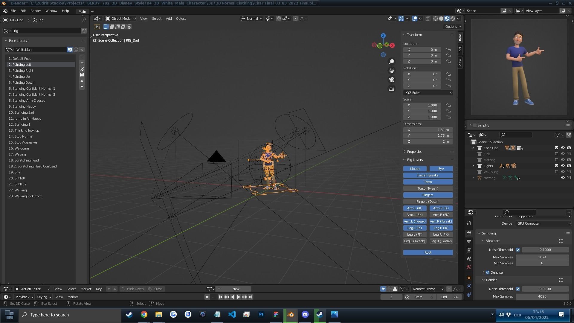 Man Cartoon Character Rigged in Blender Low-poly 3D model_14