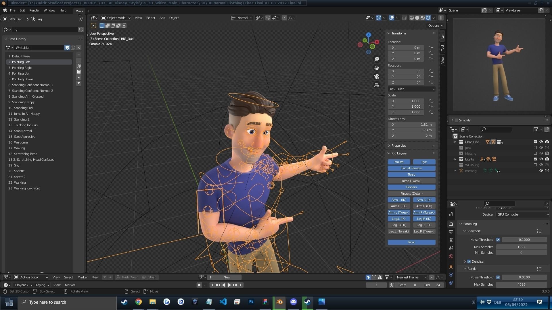 Man Cartoon Character Rigged in Blender Low-poly 3D model_5