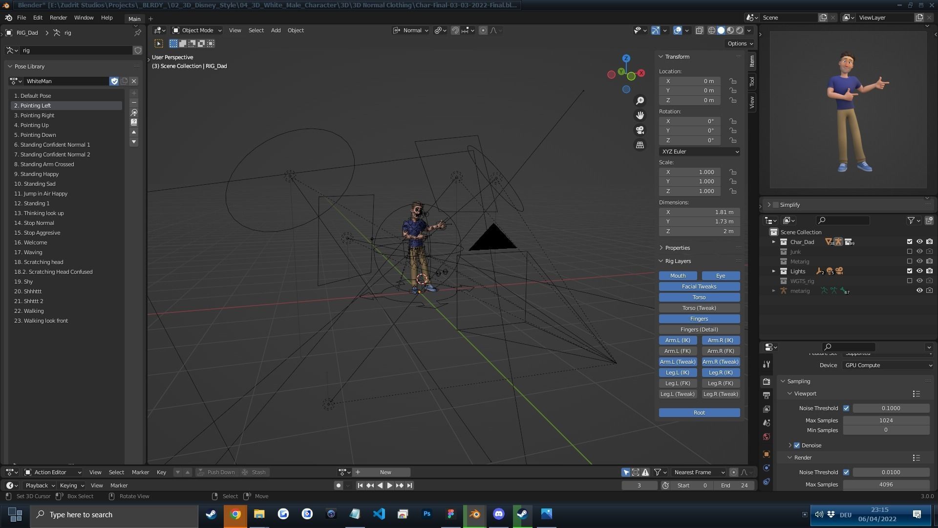 Man Cartoon Character Rigged in Blender Low-poly 3D model_11