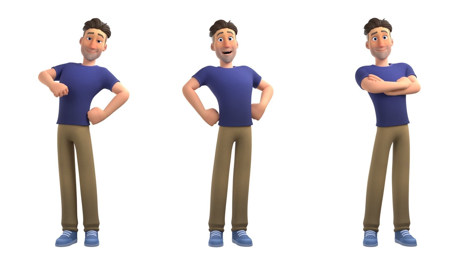 Man Cartoon Character Rigged in Blender Low-poly 3D model_13