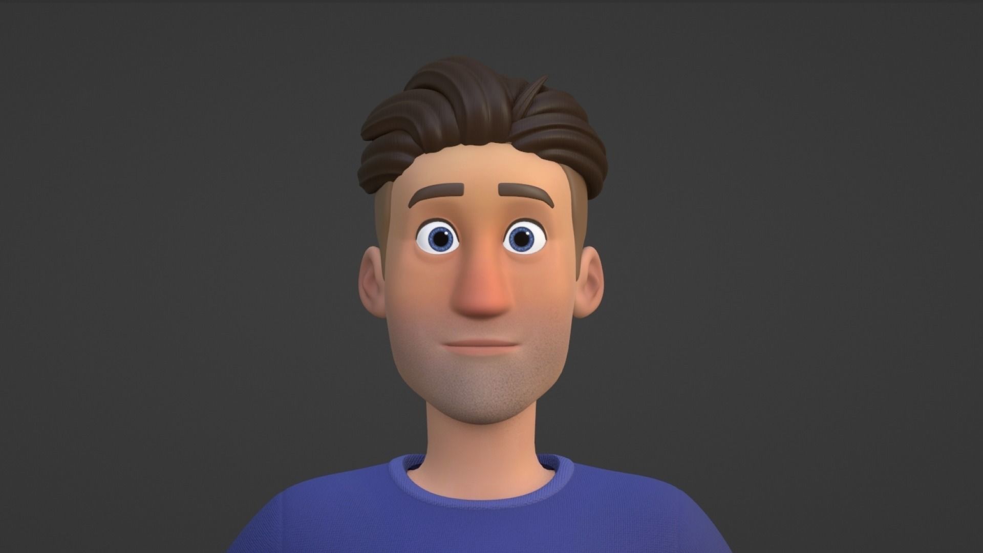 Man Cartoon Character Rigged in Blender Low-poly 3D model_22