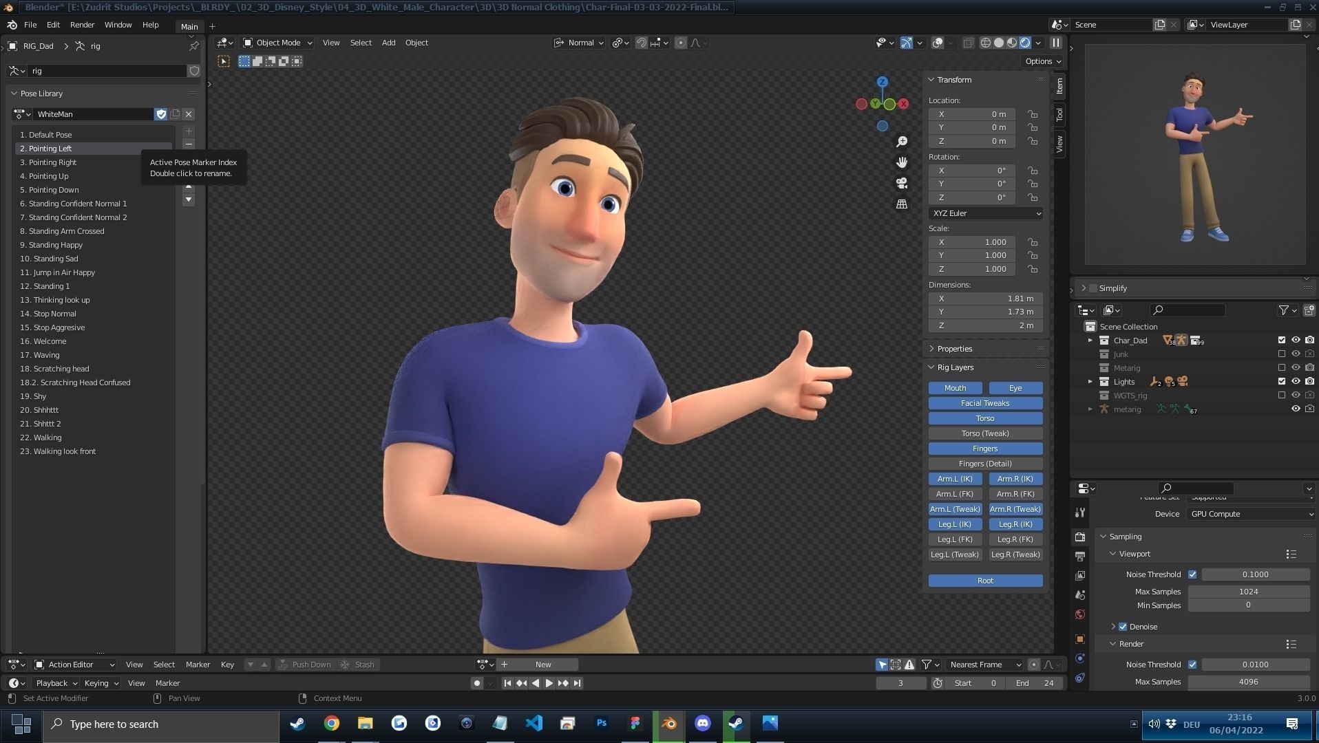 Man Cartoon Character Rigged in Blender Low-poly 3D model_6