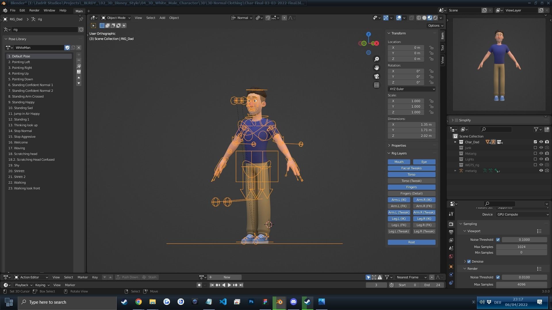 Man Cartoon Character Rigged in Blender Low-poly 3D model_16