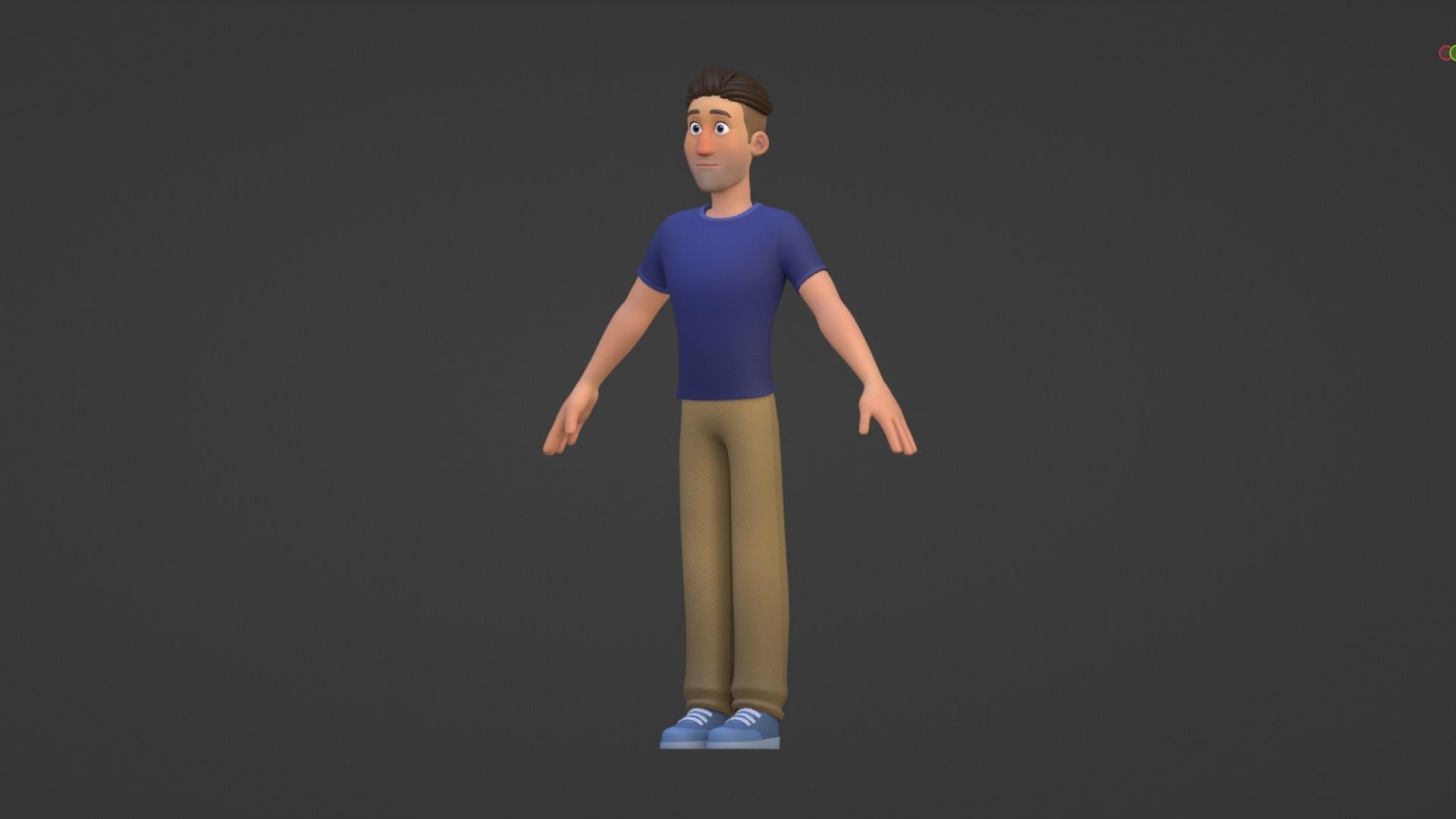 Man Cartoon Character Rigged in Blender Low-poly 3D model_18