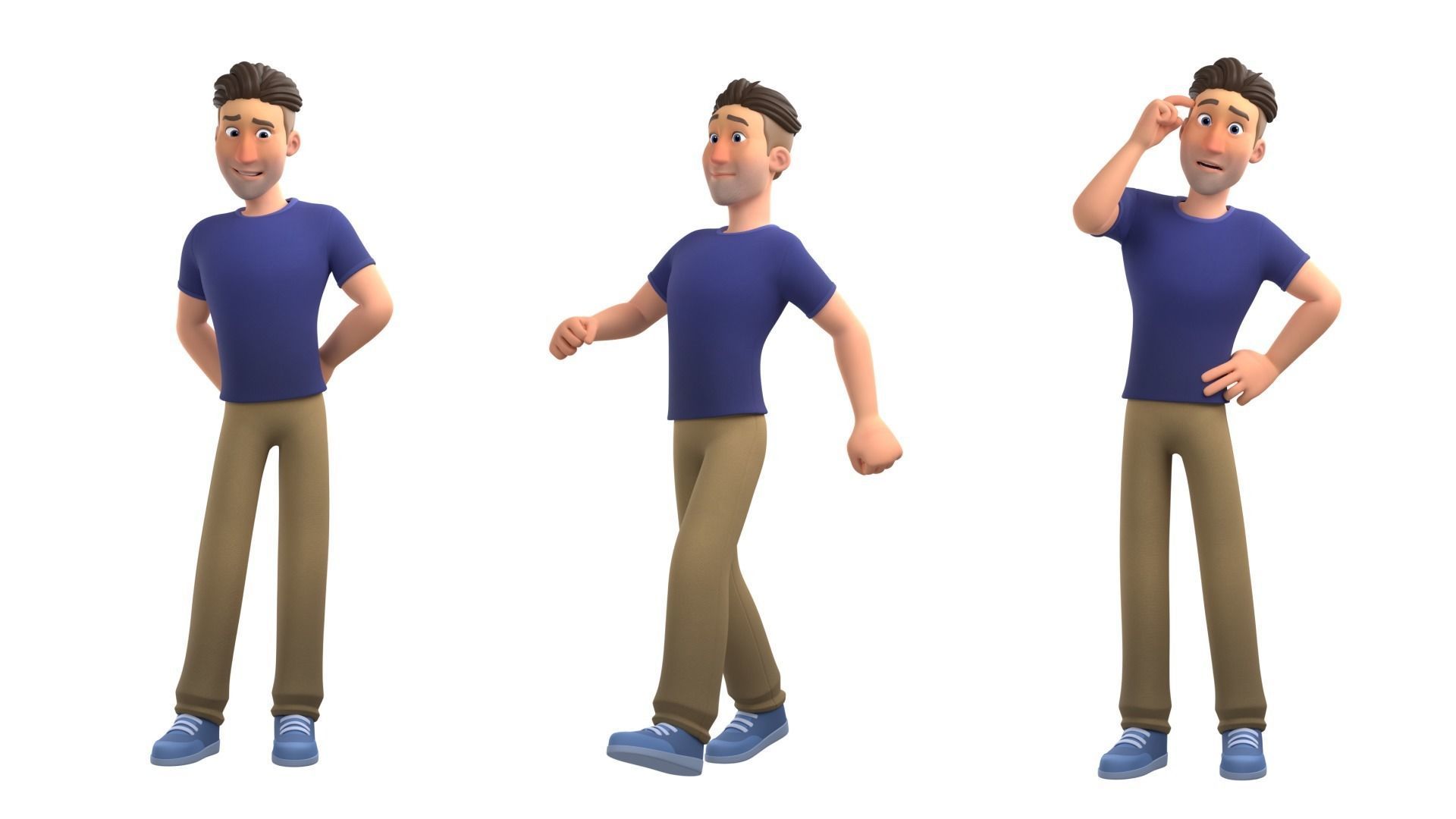 Man Cartoon Character Rigged in Blender Low-poly 3D model_15