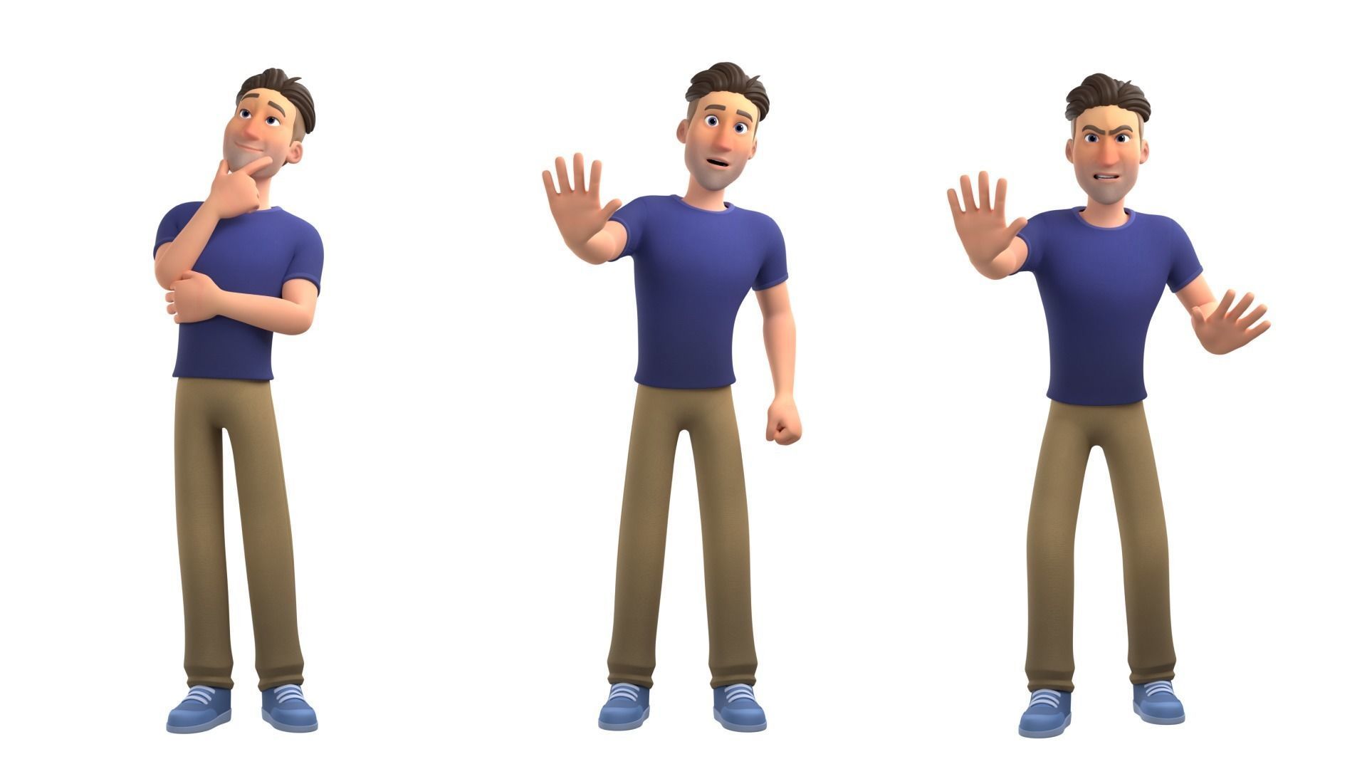 Man Cartoon Character Rigged in Blender Low-poly 3D model_10