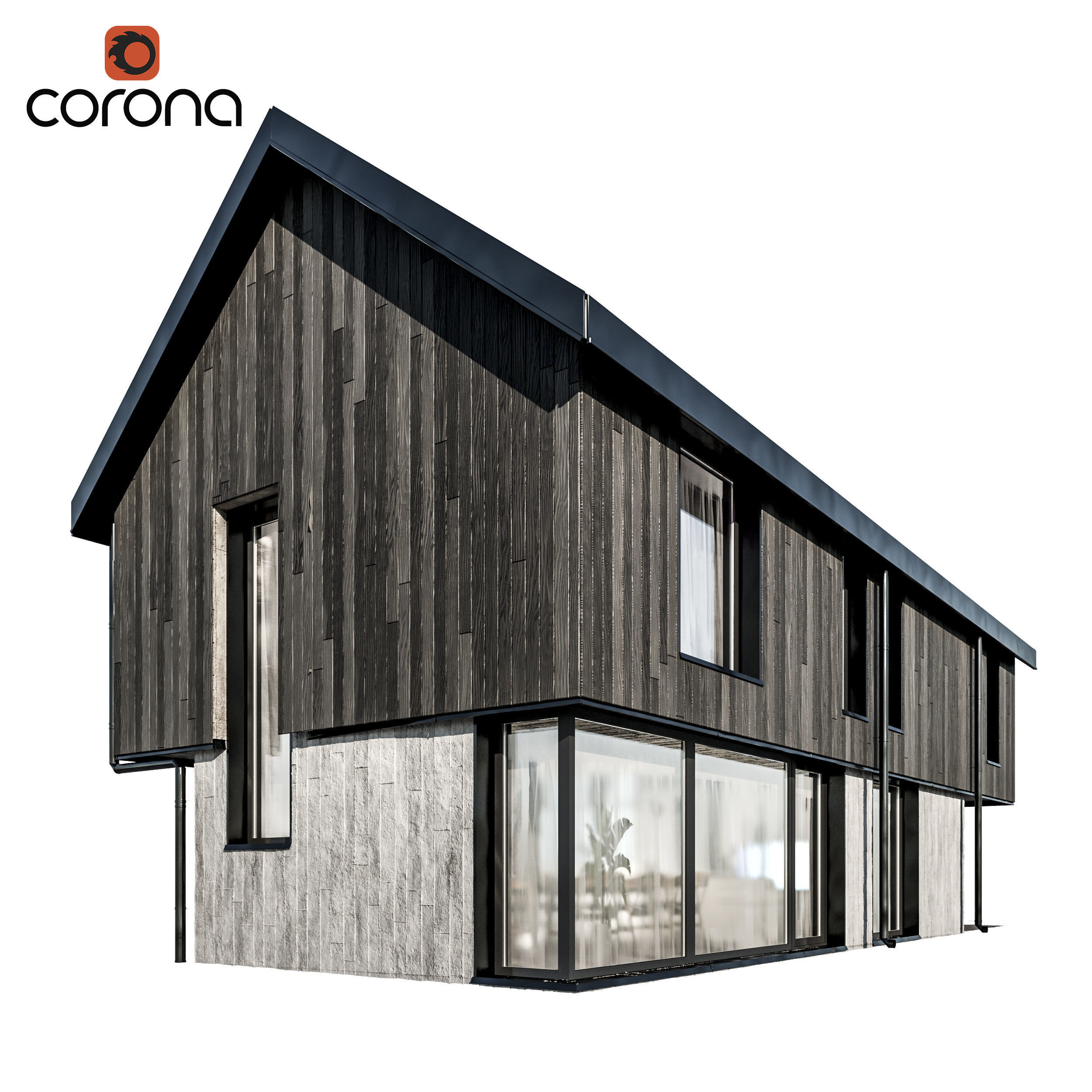Modern house 11 at night 3D model_2
