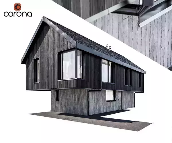 Modern house 11 at night 3D model