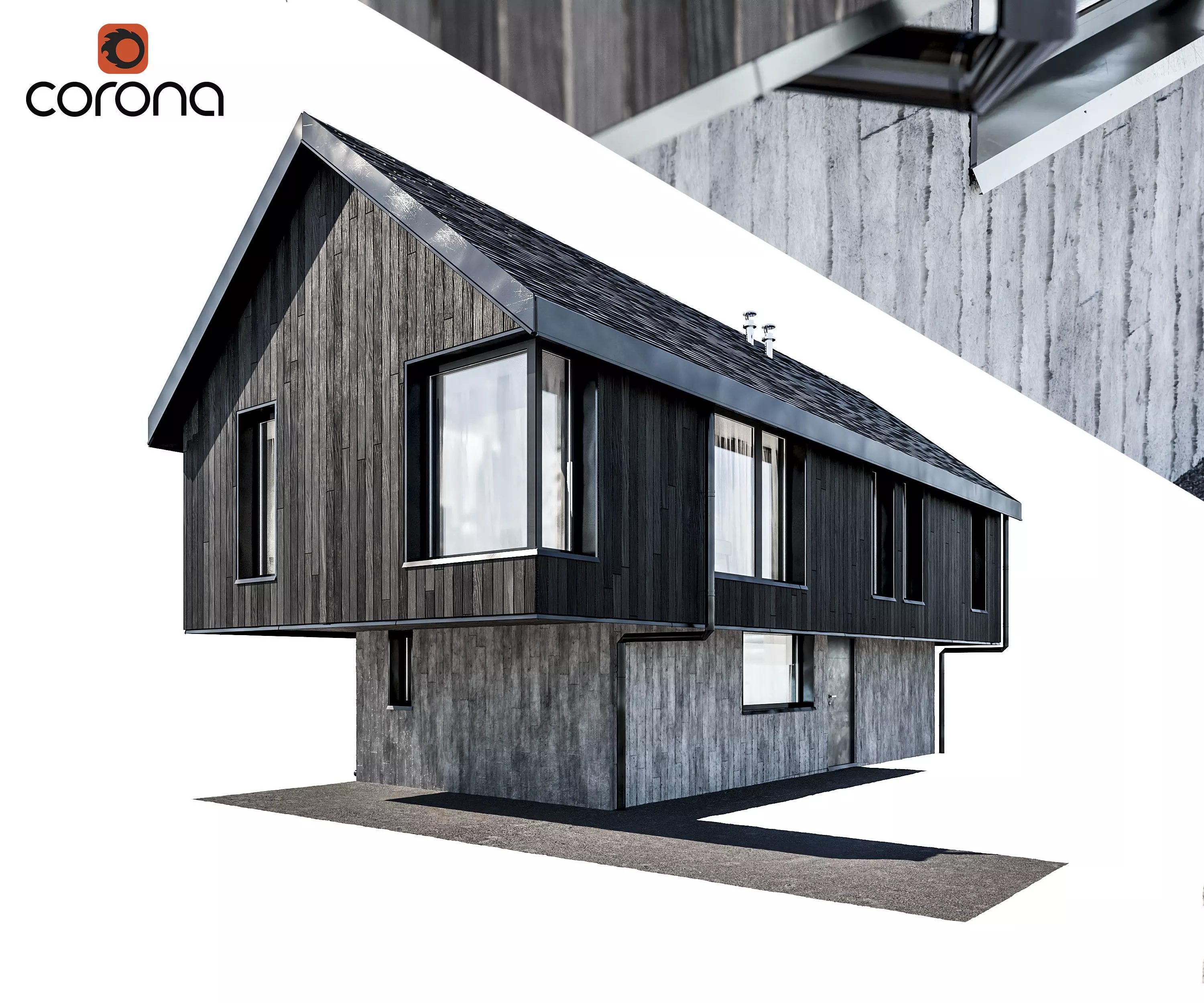 Modern house 11 at night 3D model_0