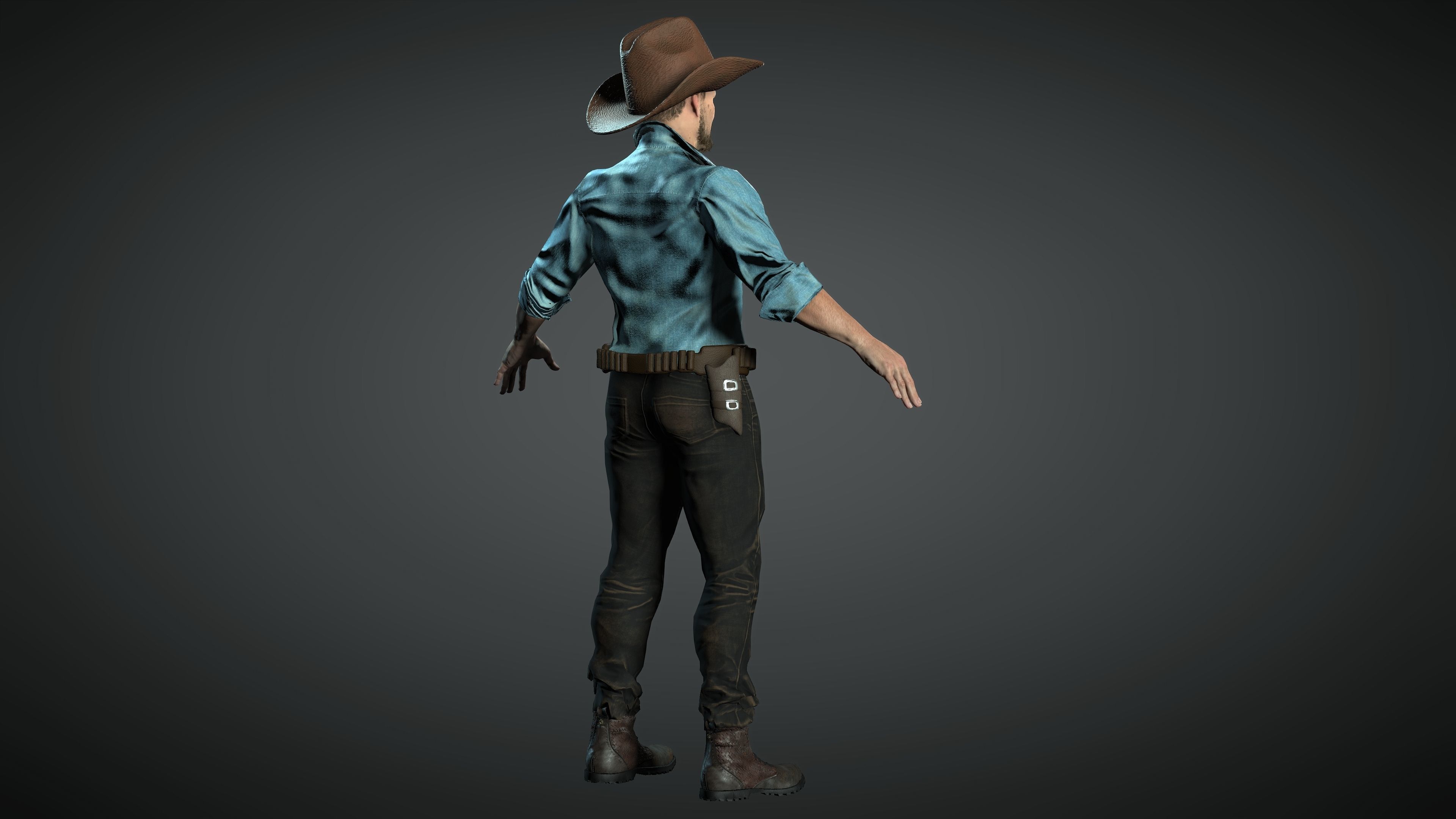 The Cowboy Low-poly 3D model_5