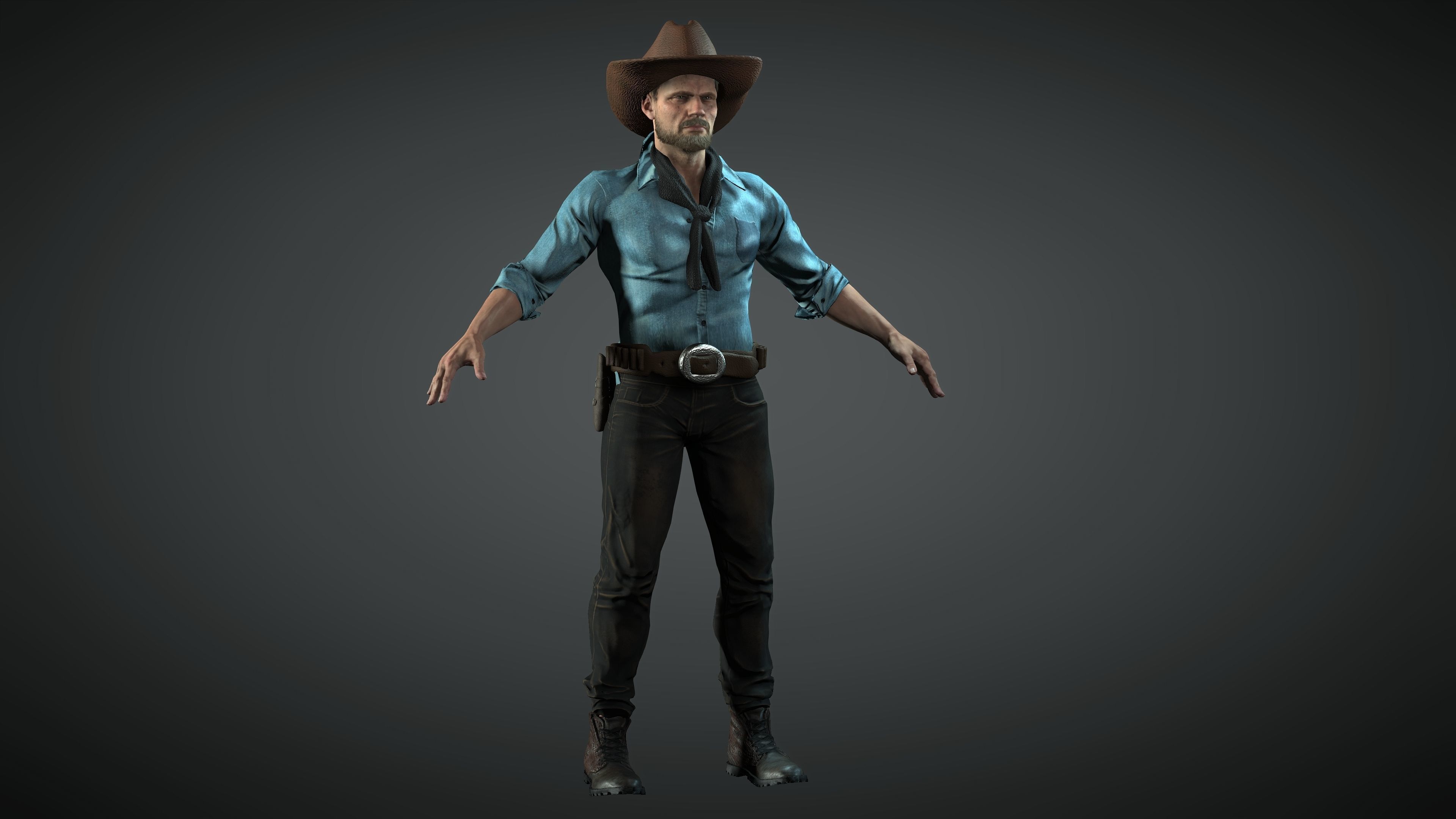 The Cowboy Low-poly 3D model_6