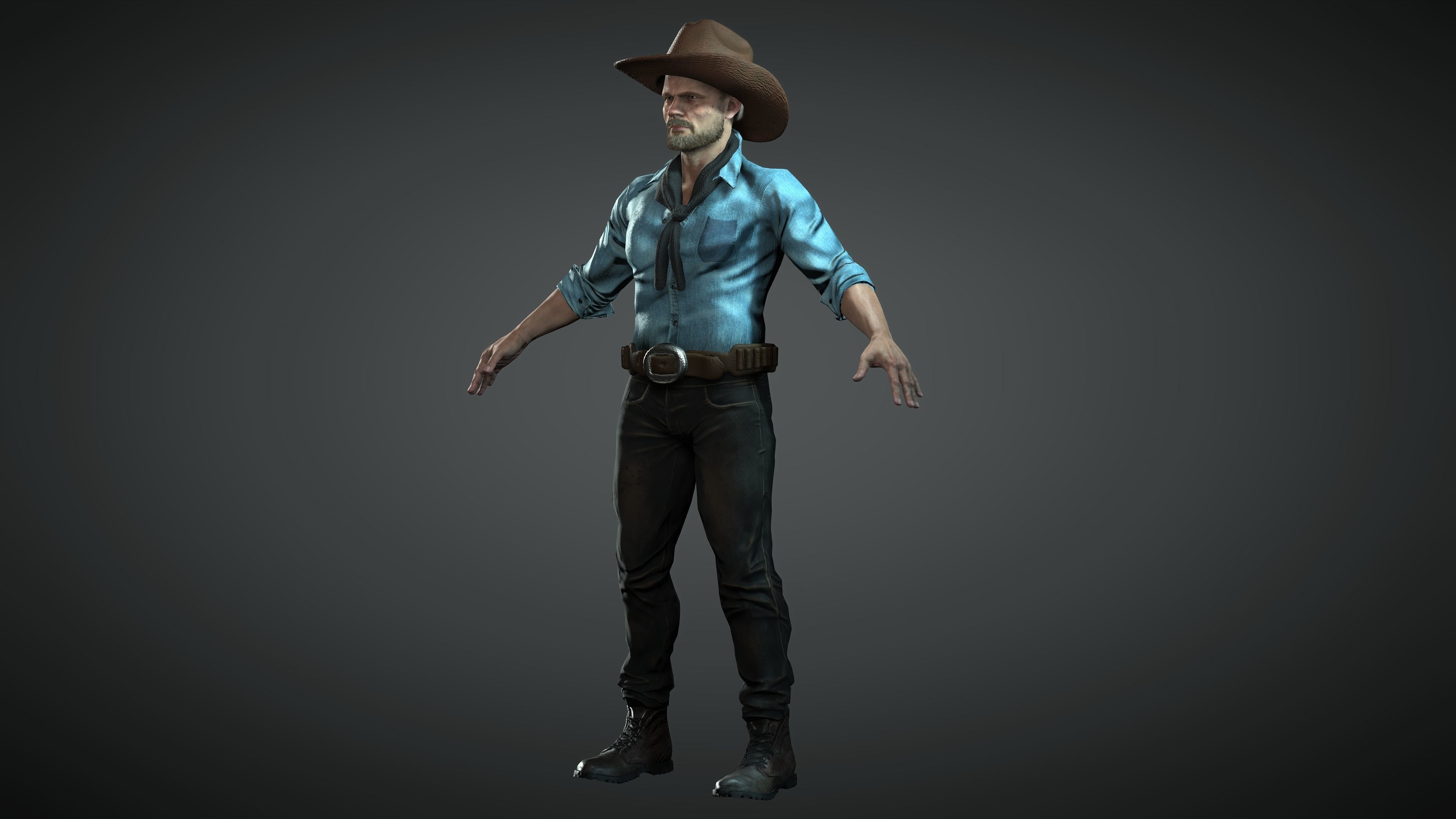 The Cowboy Low-poly 3D model_3