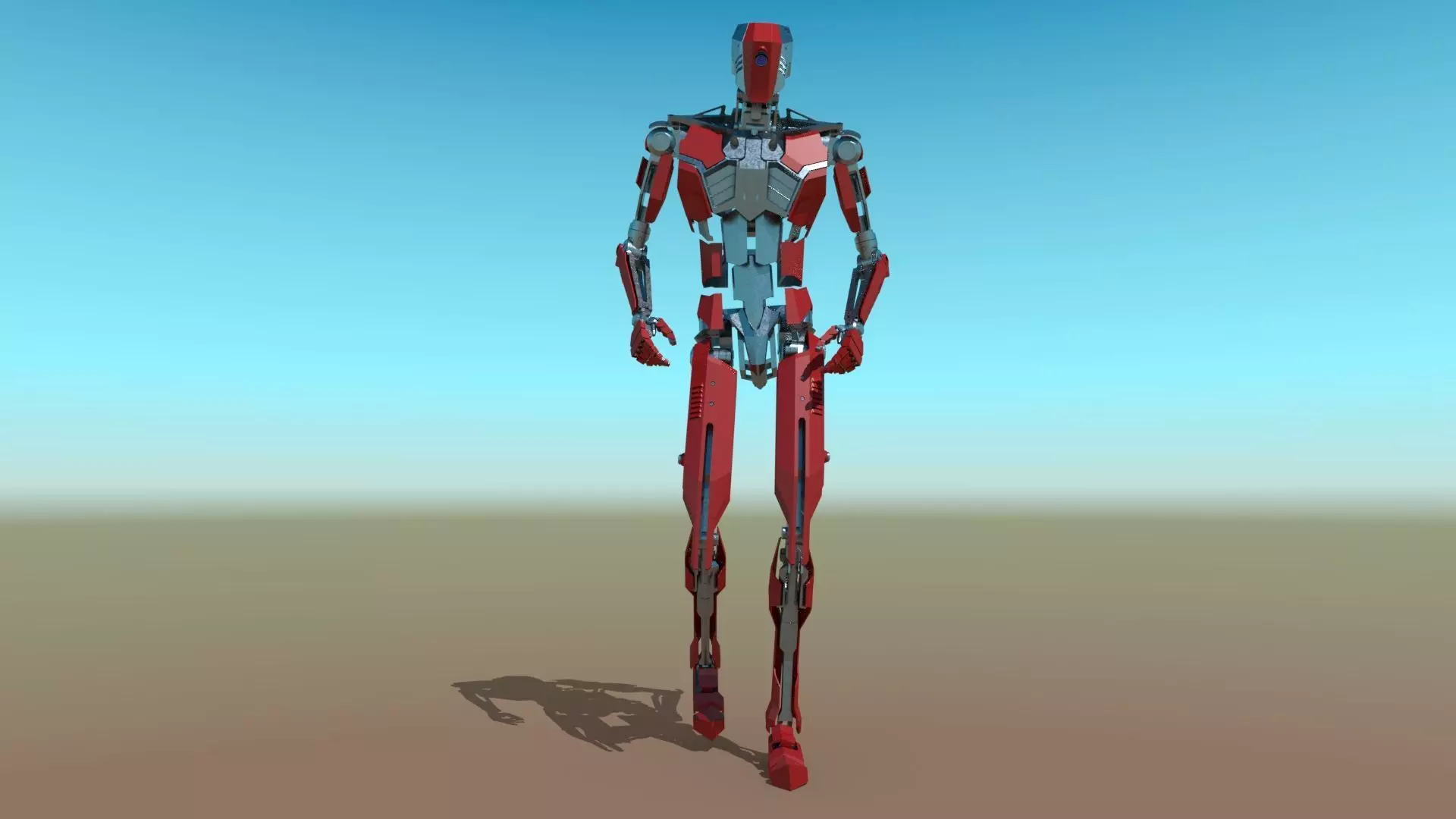 Animated Red Robot 3D model