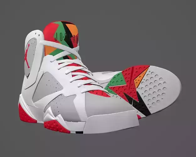 PBR Air Jordan 7 retro sneakers Hare colorway Low-poly 3D model