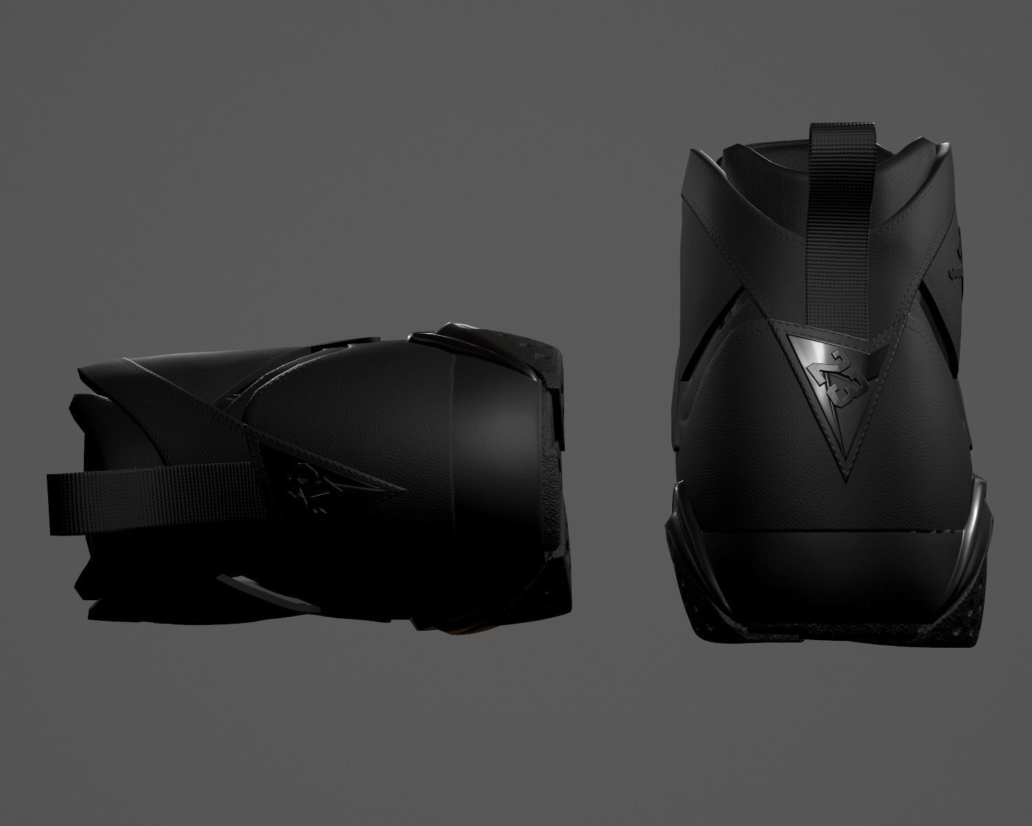 PBR Air Jordan 7-retro sneakers AllBlack colorway Low-poly 3D model_6